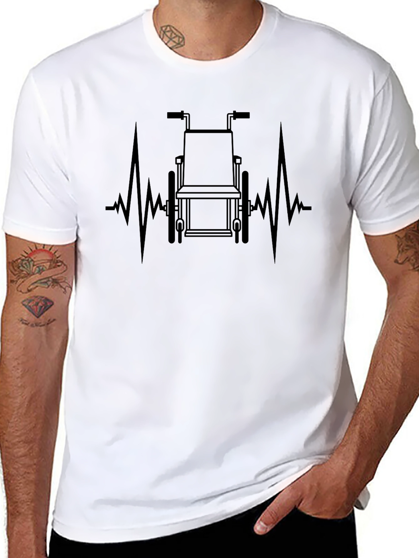 Wheelchair Heartbeat T-Shirt - Black