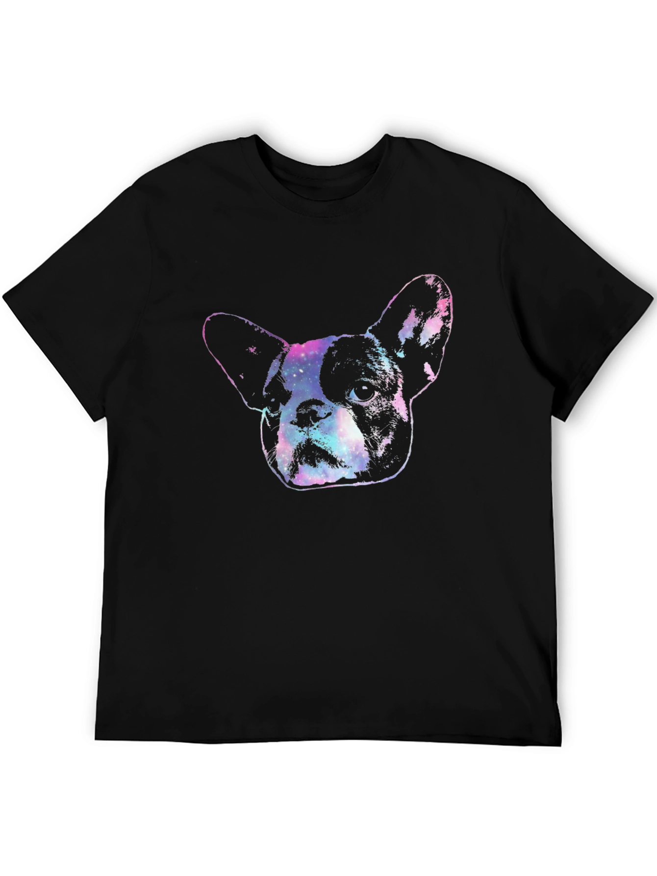 Galaxy French Bulldog Graphic Tee - Black Cotton Blend