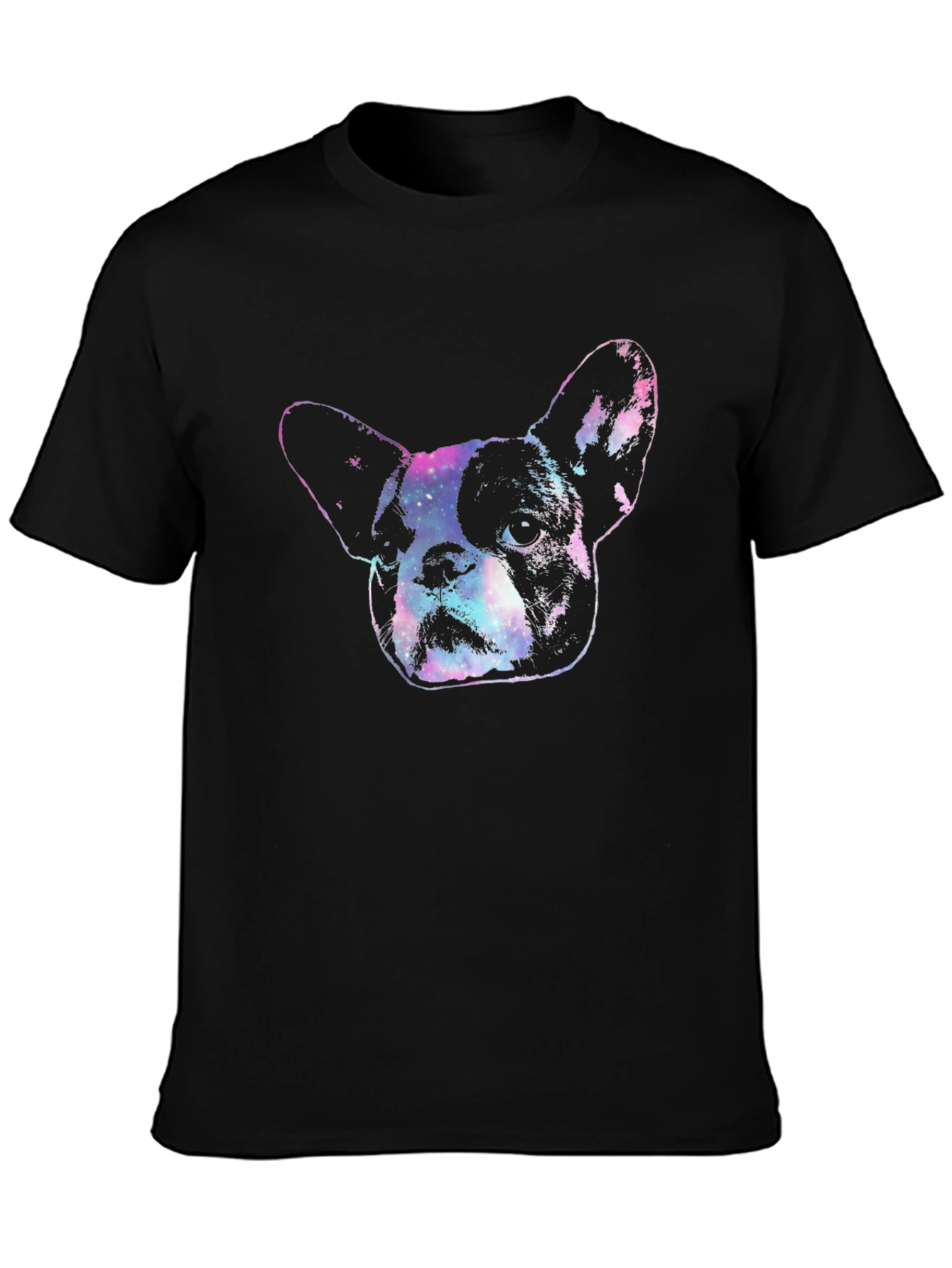Galaxy French Bulldog Graphic Tee - Black Cotton Blend