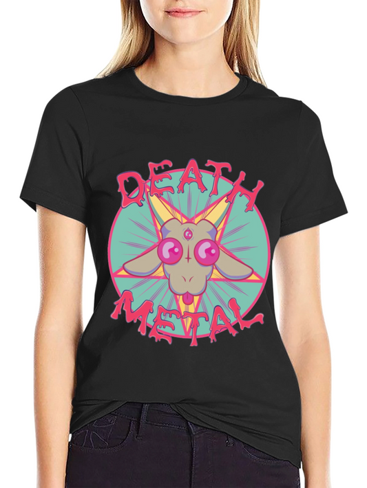 Death Metal Baphomet Graphic Tee - Black