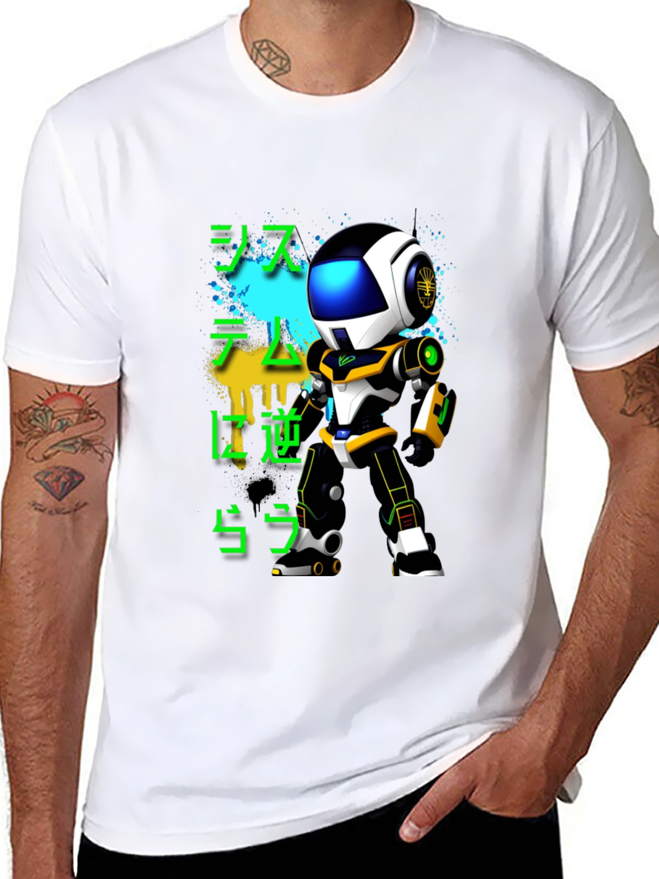Robot Graphic T-Shirt - Retro Style