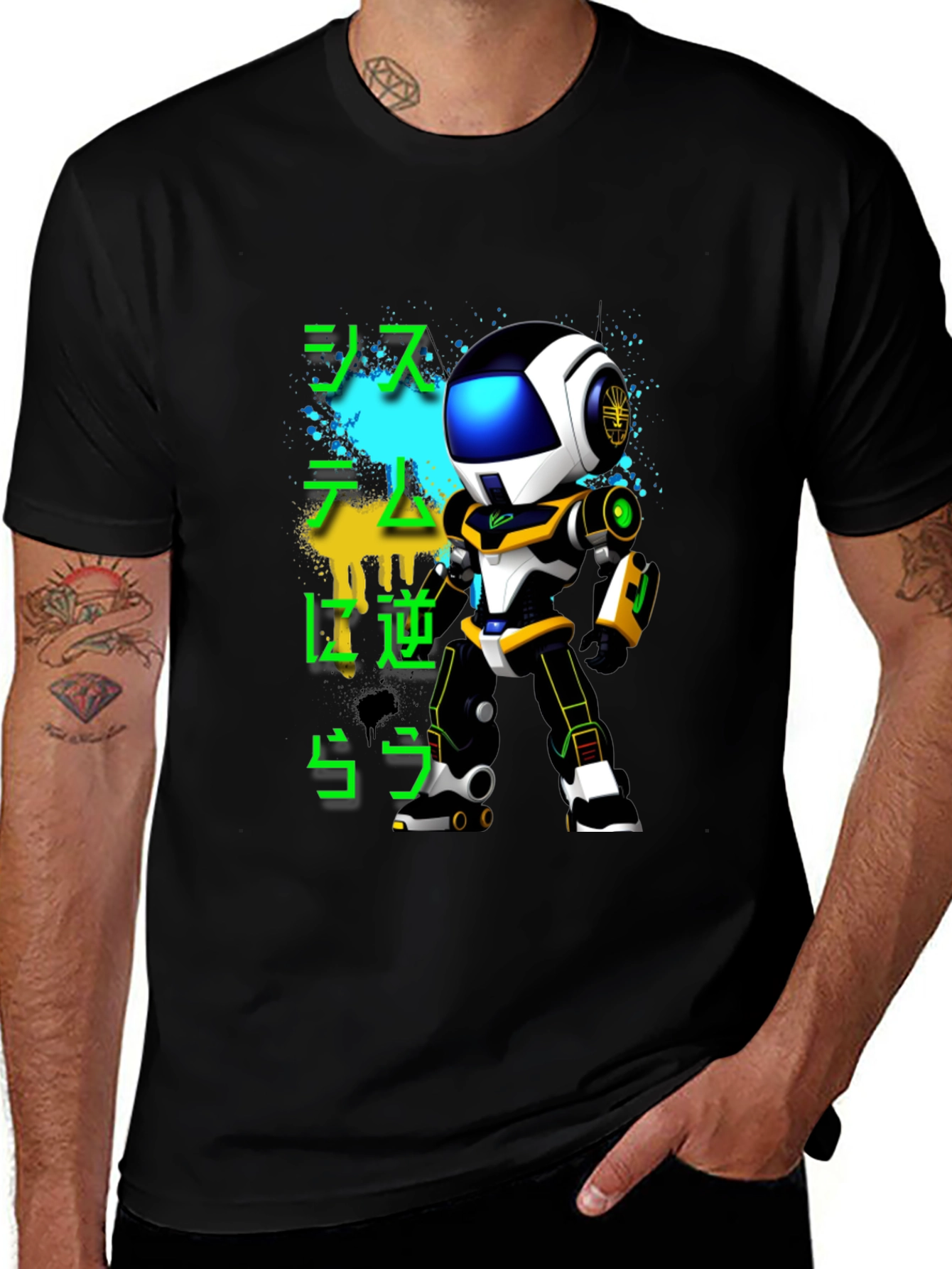 Robot Graphic T-Shirt - Retro Style