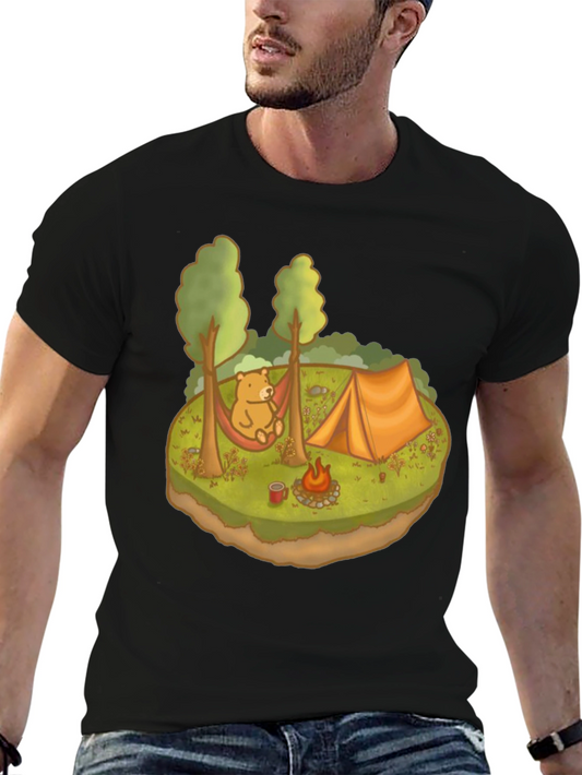 Camping Bear Graphic Tee - Relaxed Outdoor Adventure