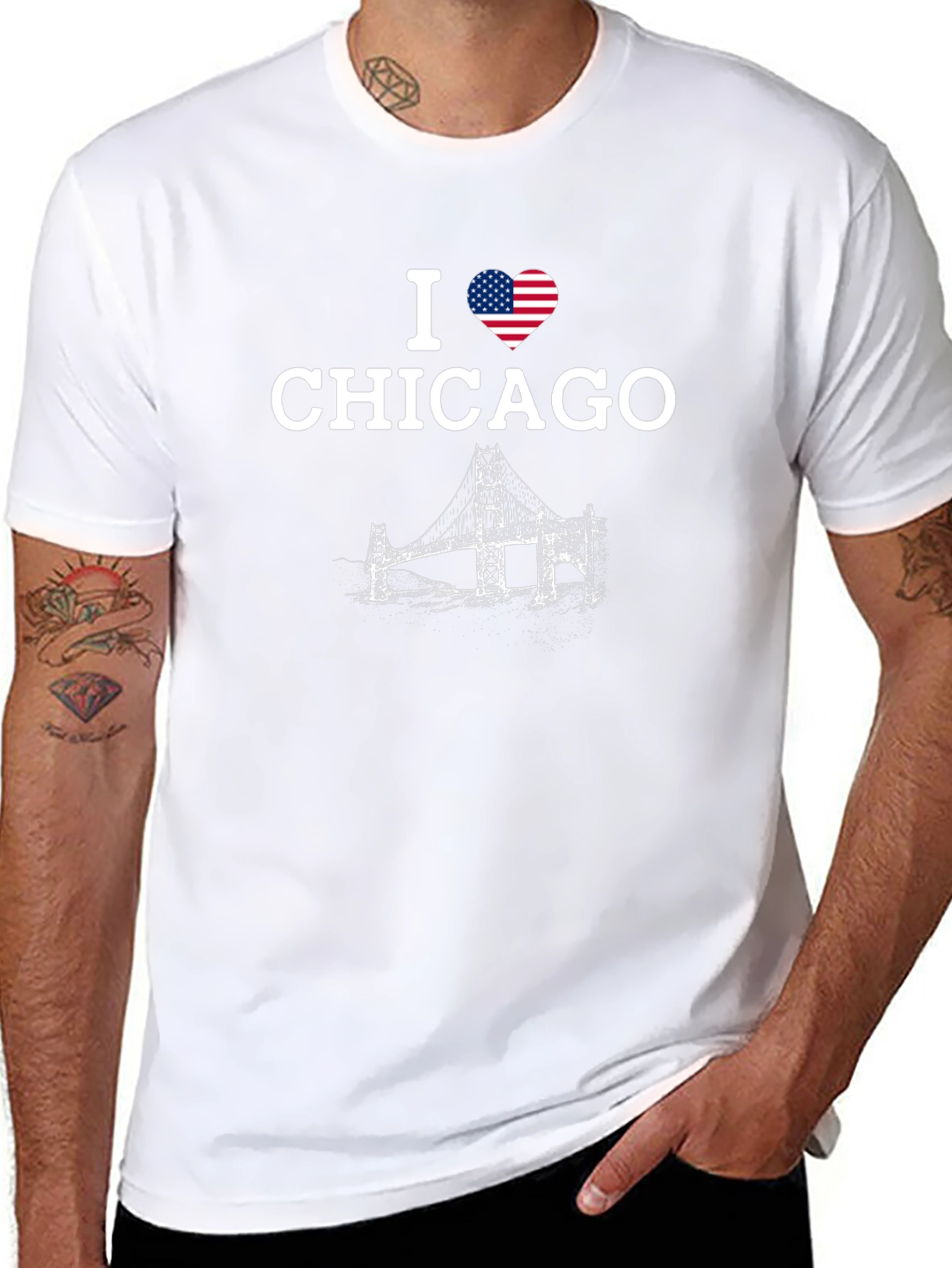 I Heart Chicago T-Shirt with Bridge Design