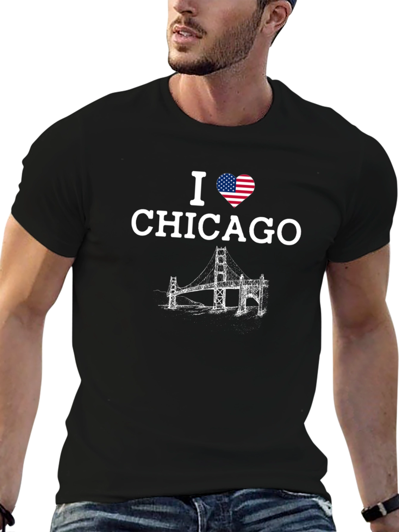 I Heart Chicago T-Shirt with Bridge Design