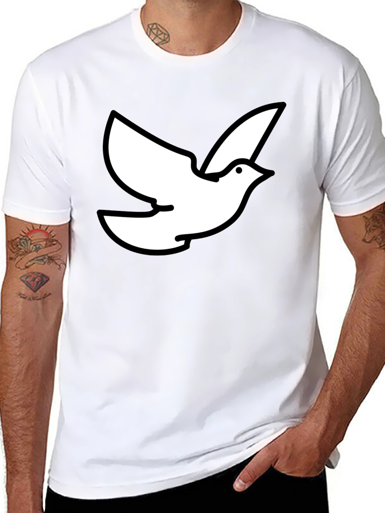 Dove Graphic Black T-Shirt - Symbol of Peace