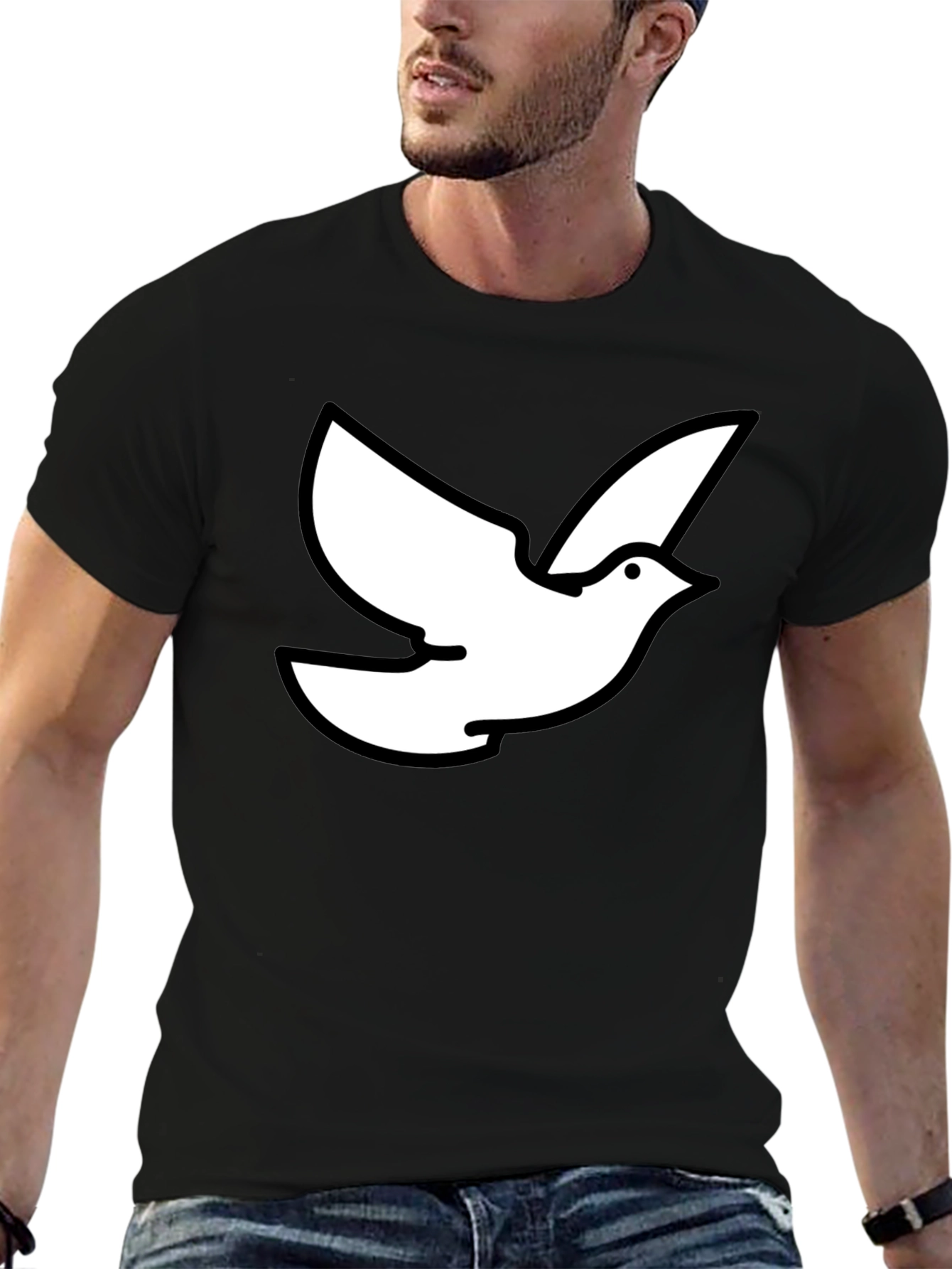 Dove Graphic Black T-Shirt - Symbol of Peace