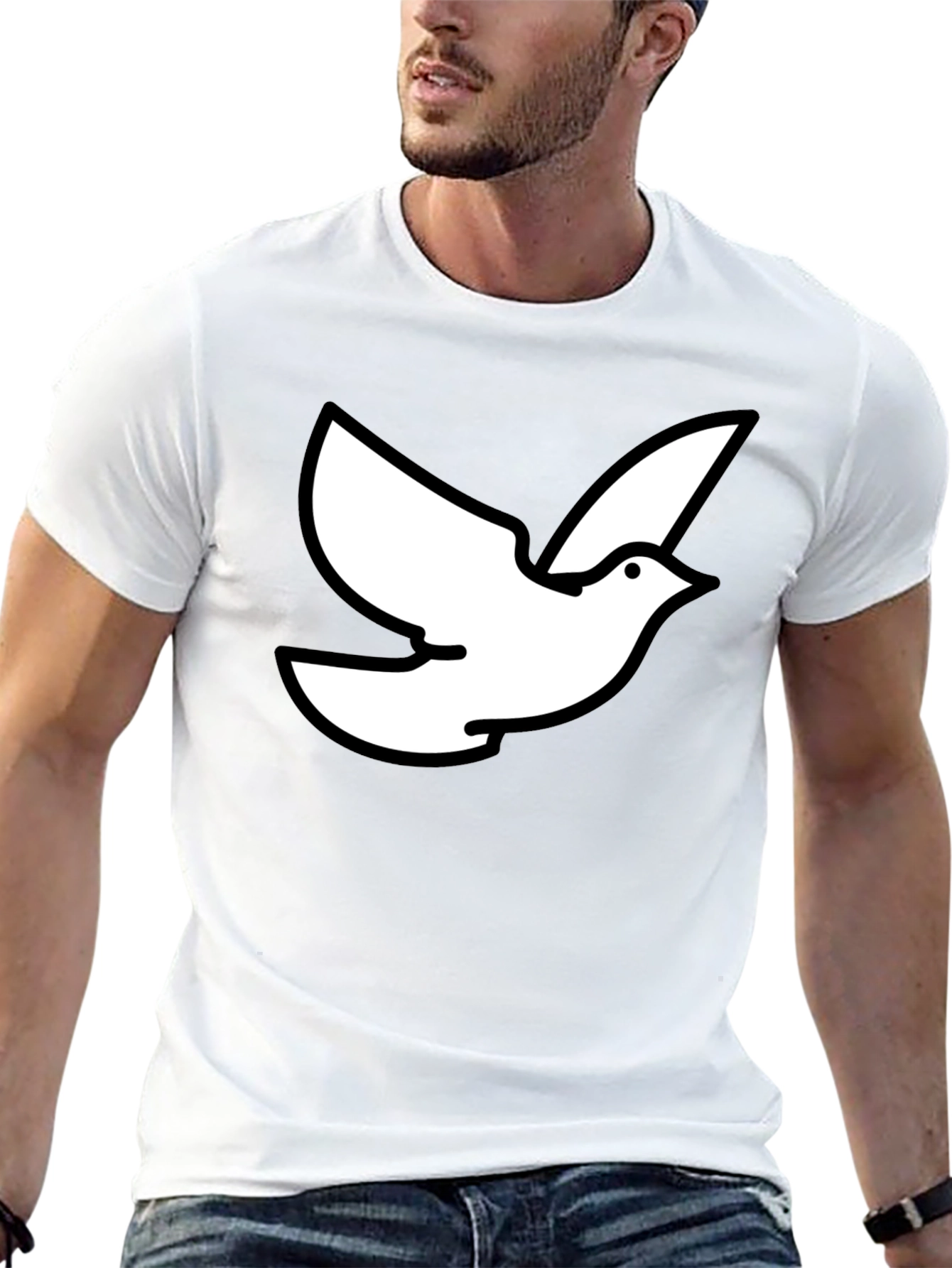 Dove Graphic Black T-Shirt - Symbol of Peace