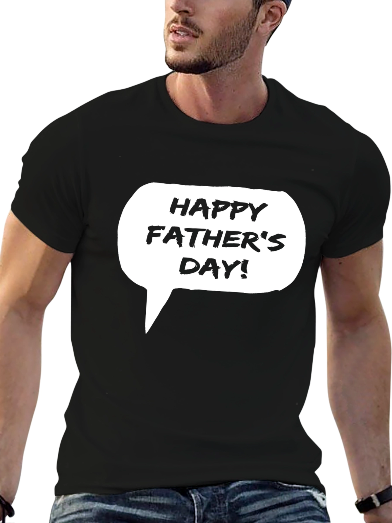 Happy Fathers Day T-Shirt - Black Cotton Tee