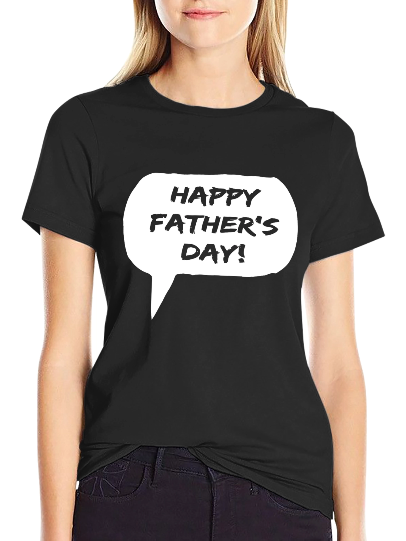 Happy Fathers Day T-Shirt - Black Cotton Tee