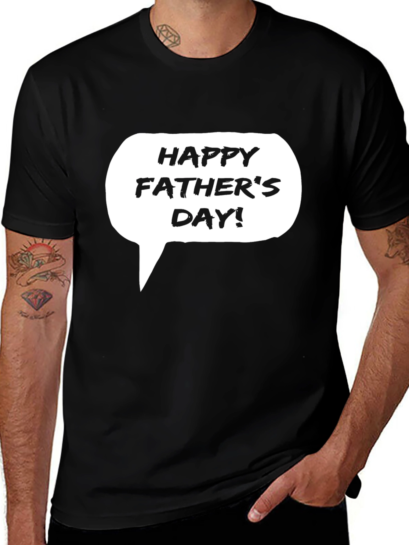 Happy Fathers Day T-Shirt - Black Cotton Tee