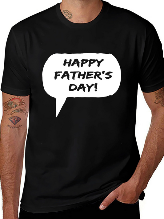 Happy Fathers Day T-Shirt - Black Cotton Tee