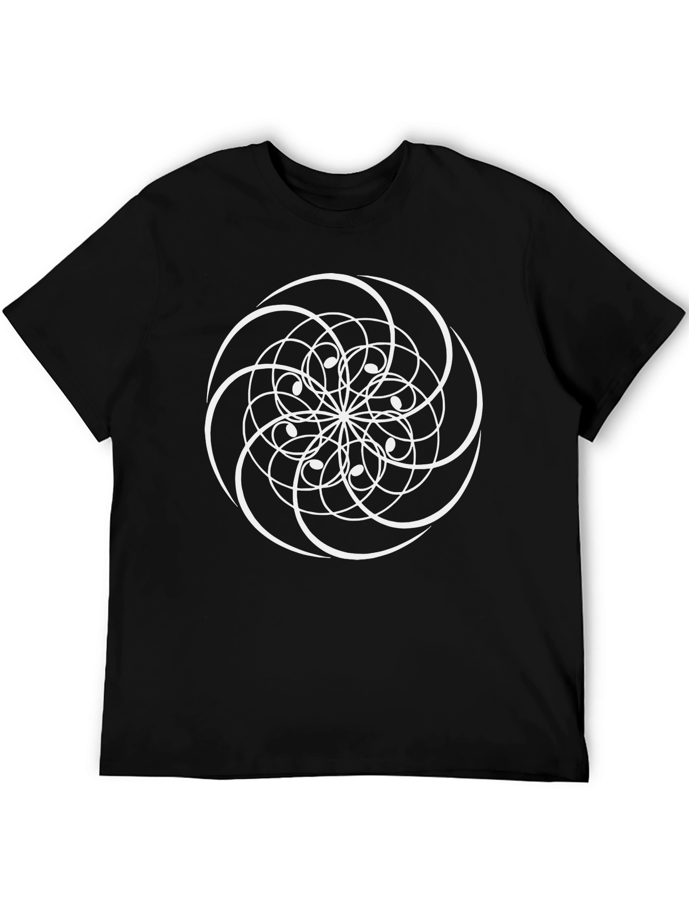 Geometric Spiral Graphic Black T-Shirt