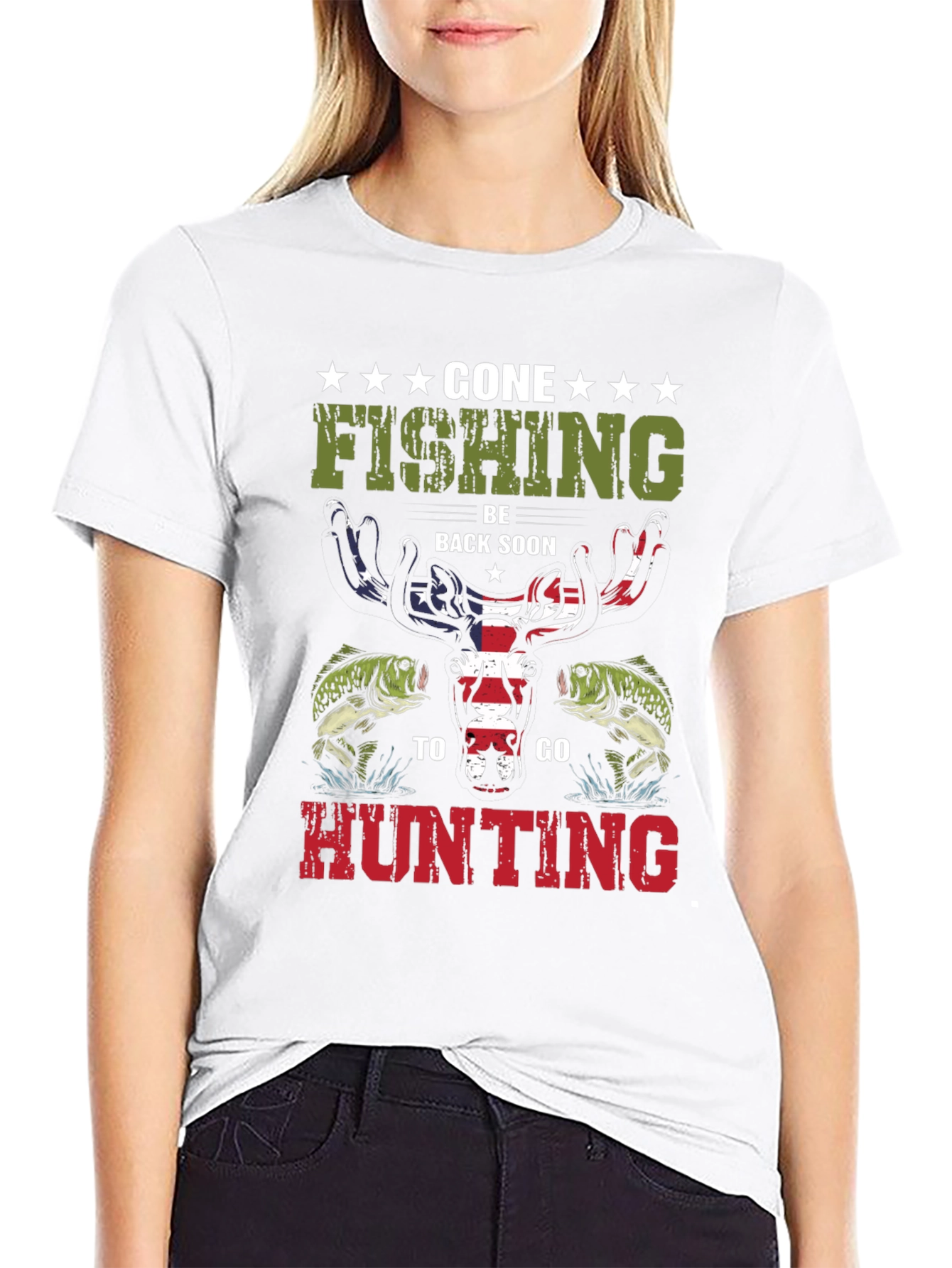 Gone Fishing Hunting Graphic T-Shirt