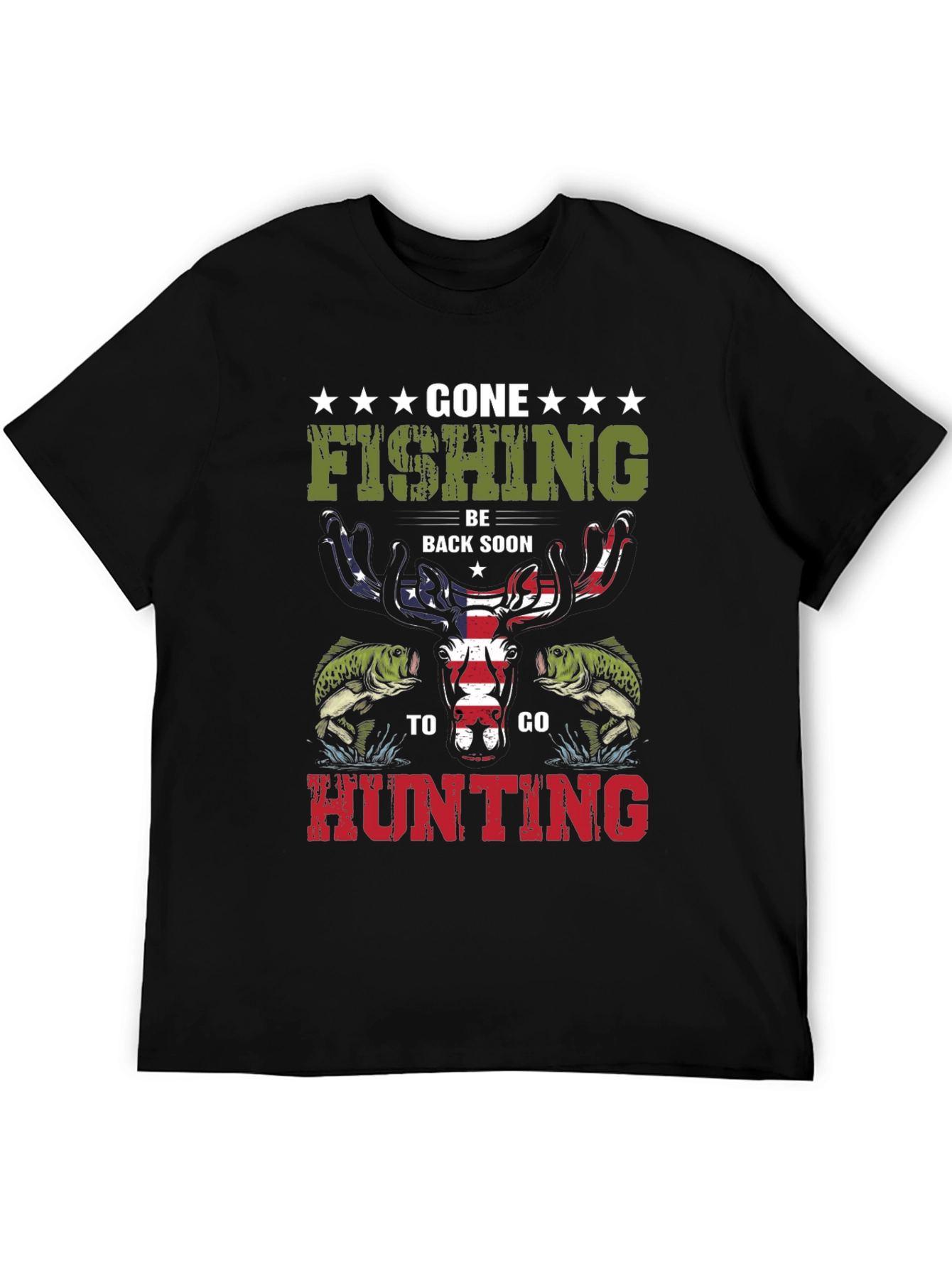 Gone Fishing Hunting Graphic T-Shirt