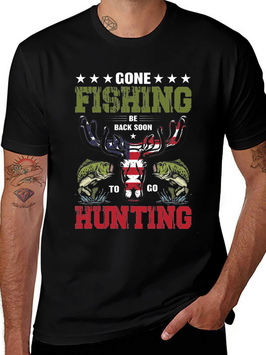 Gone Fishing Hunting Graphic T-Shirt