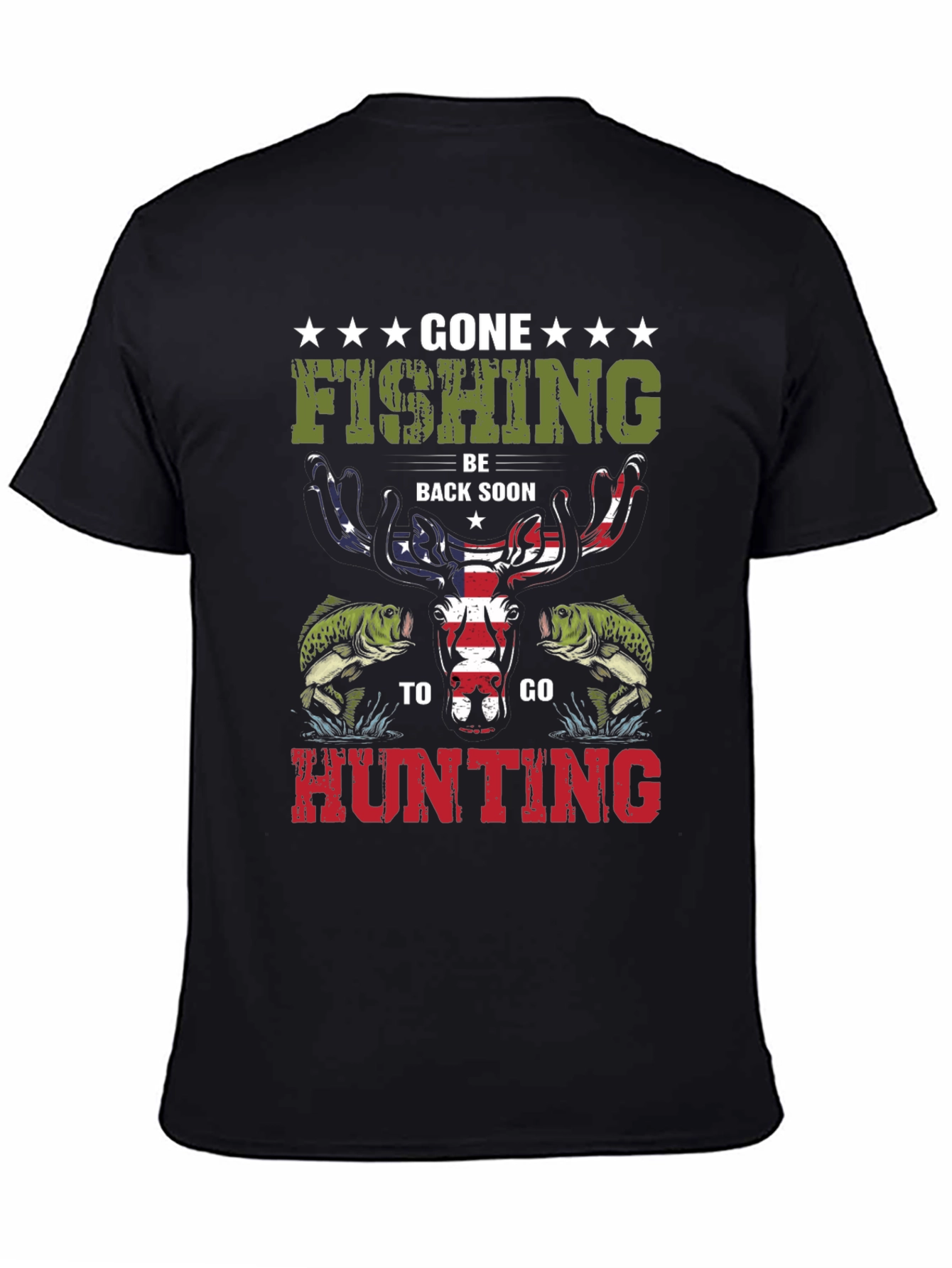 Gone Fishing Hunting Graphic T-Shirt