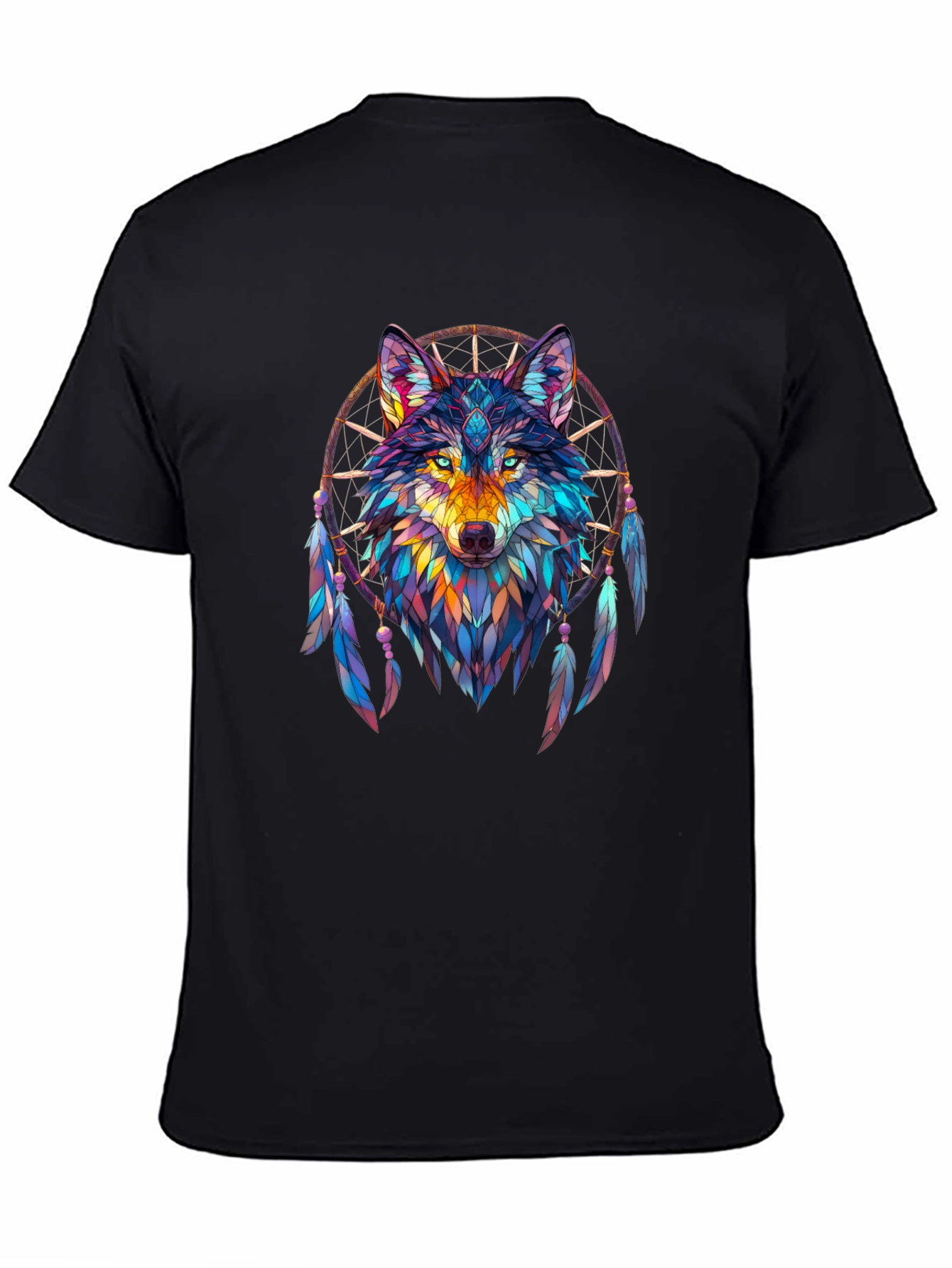 Wolf Dreamcatcher Graphic Black T-Shirt