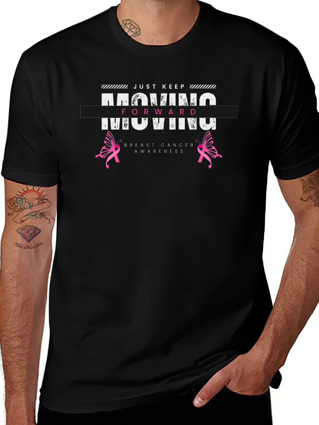 Moving Forward Breast Cancer Awareness Graphic T-Shirt