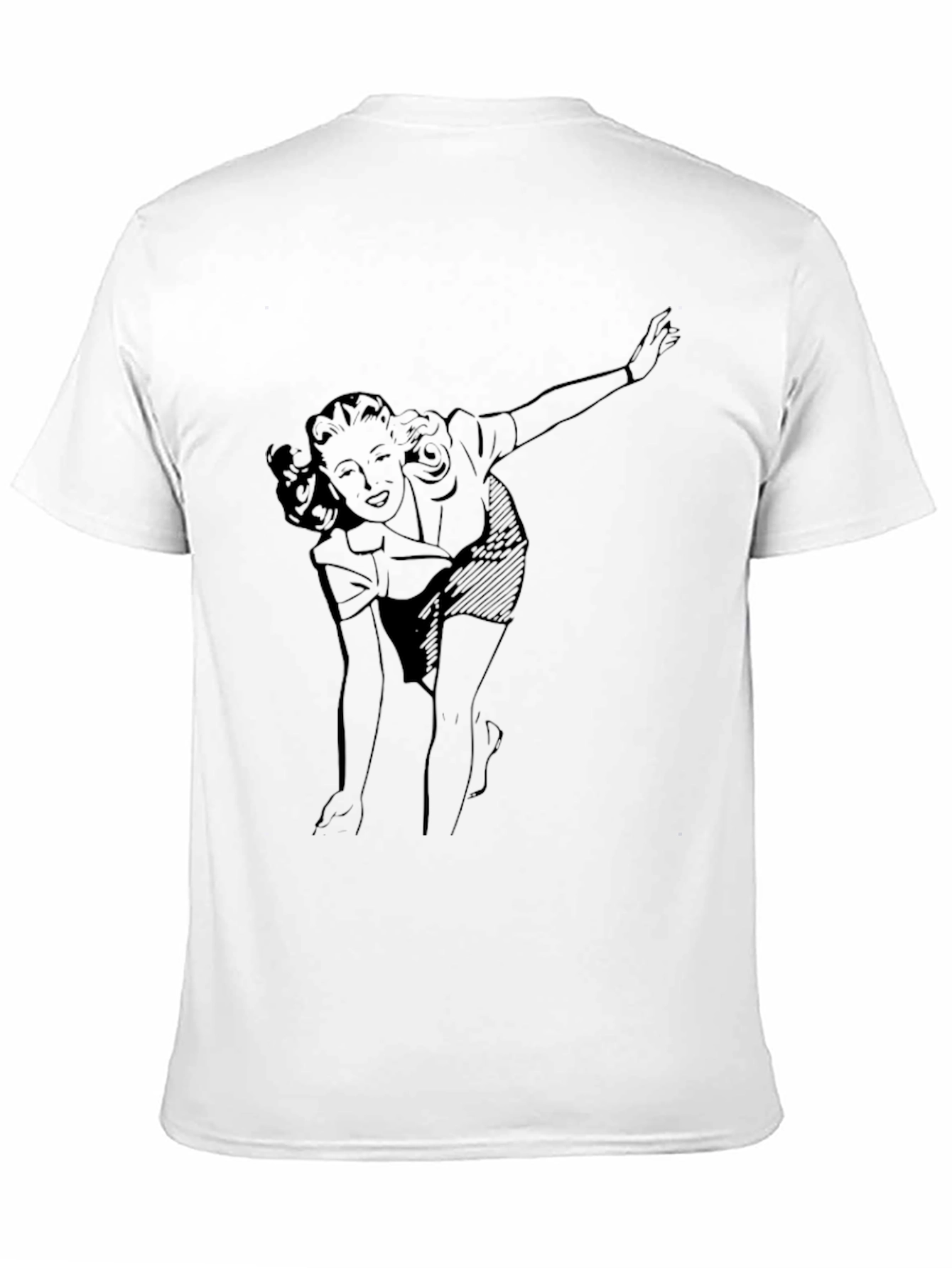 Retro Woman Graphic Tee - Black Cotton T-Shirt
