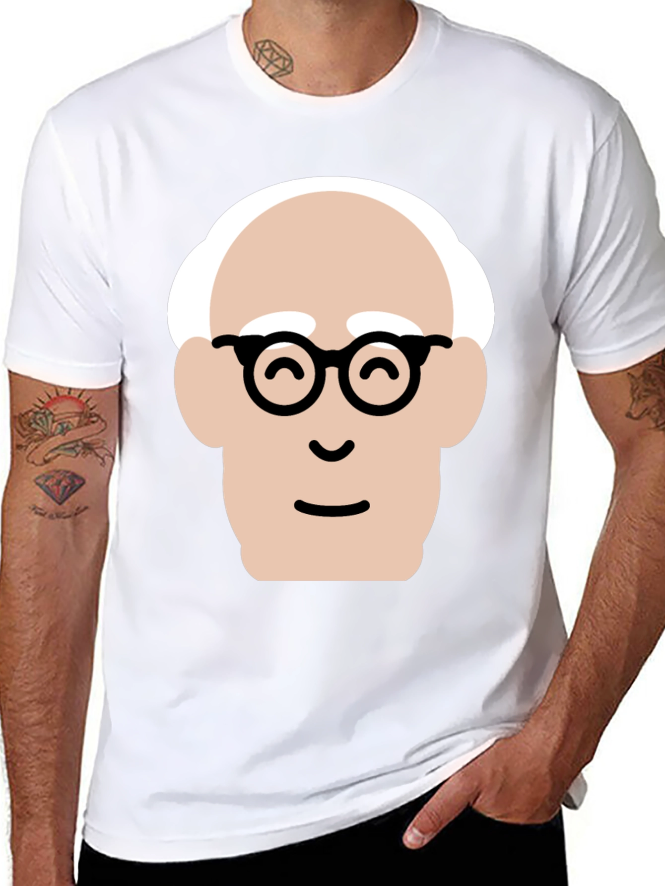 Funny Cartoon Face Black T-Shirt