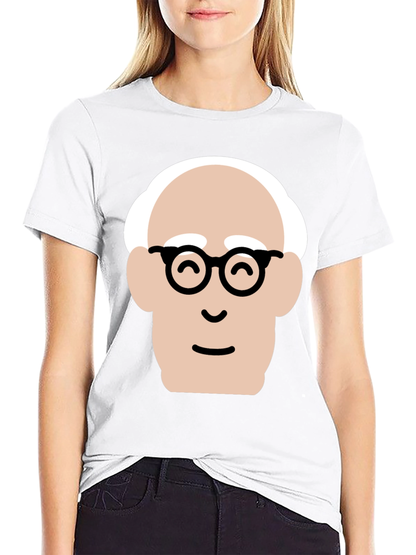 Funny Cartoon Face Black T-Shirt