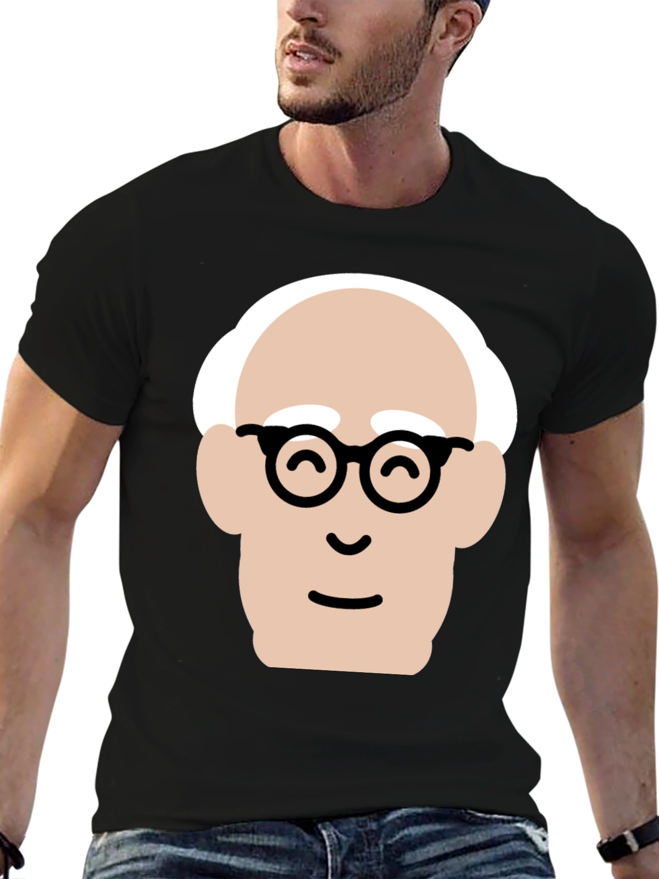 Funny Cartoon Face Black T-Shirt