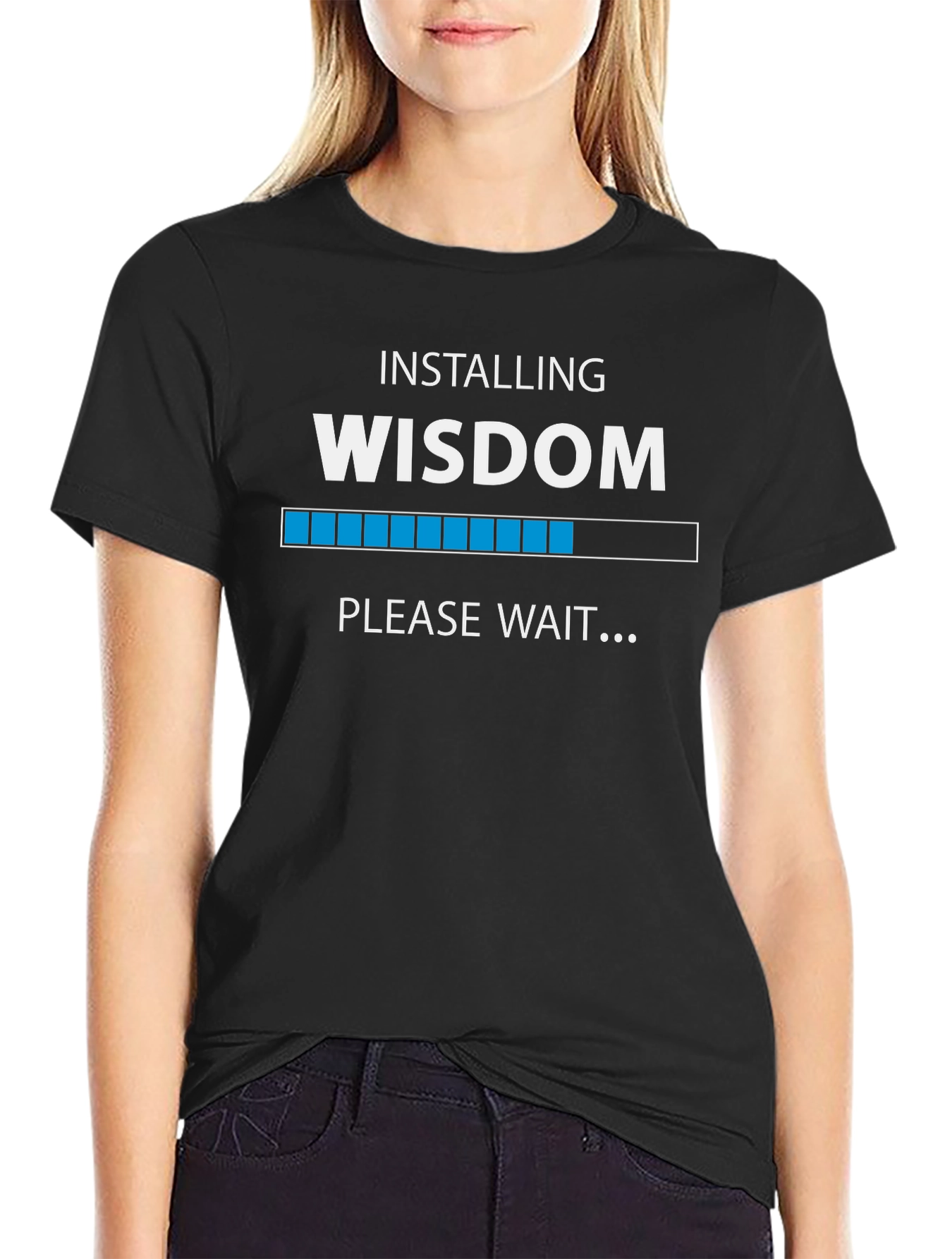 Installing Wisdom Graphic Tee - Black Cotton T-Shirt