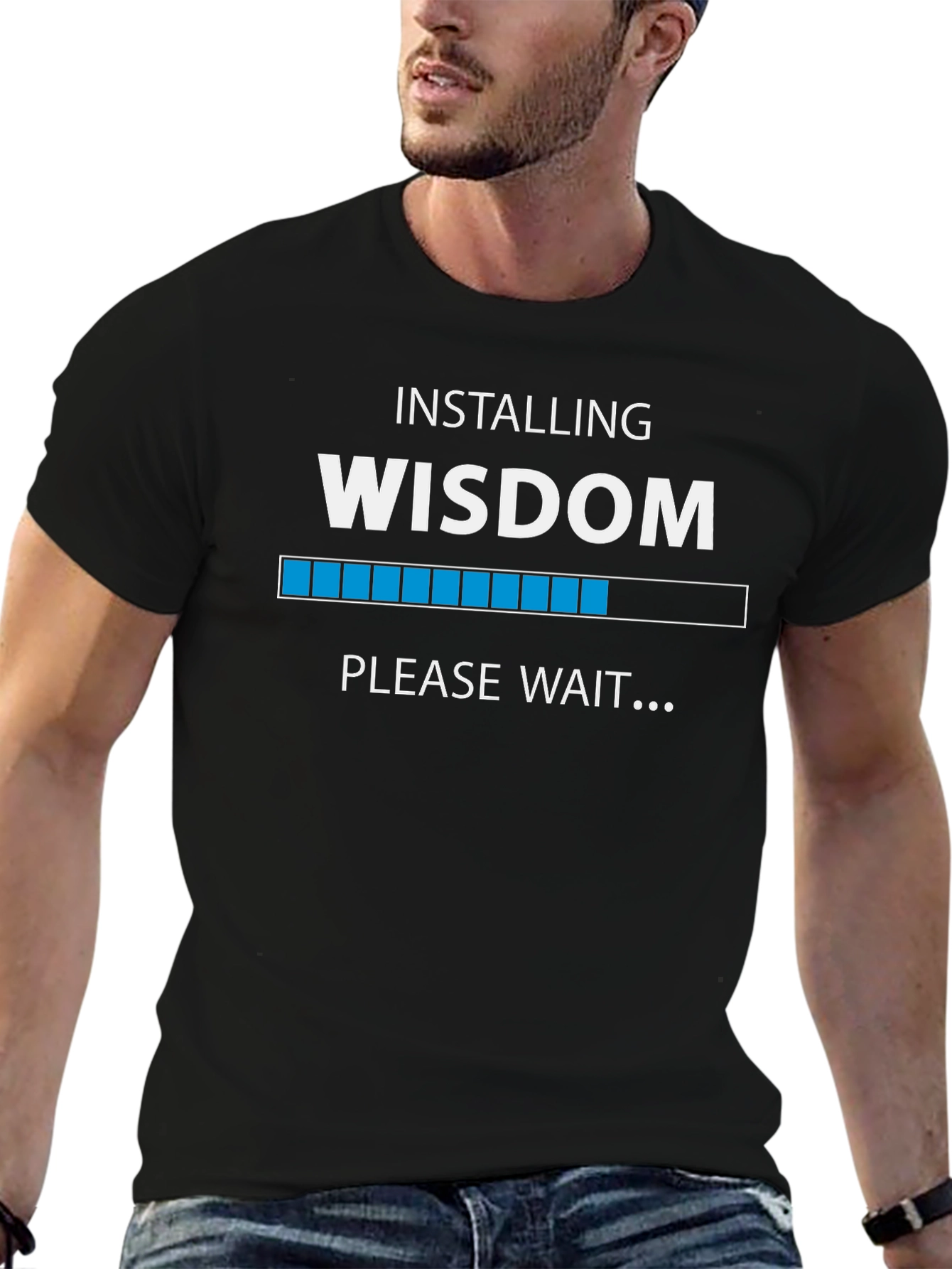 Installing Wisdom Graphic Tee - Black Cotton T-Shirt