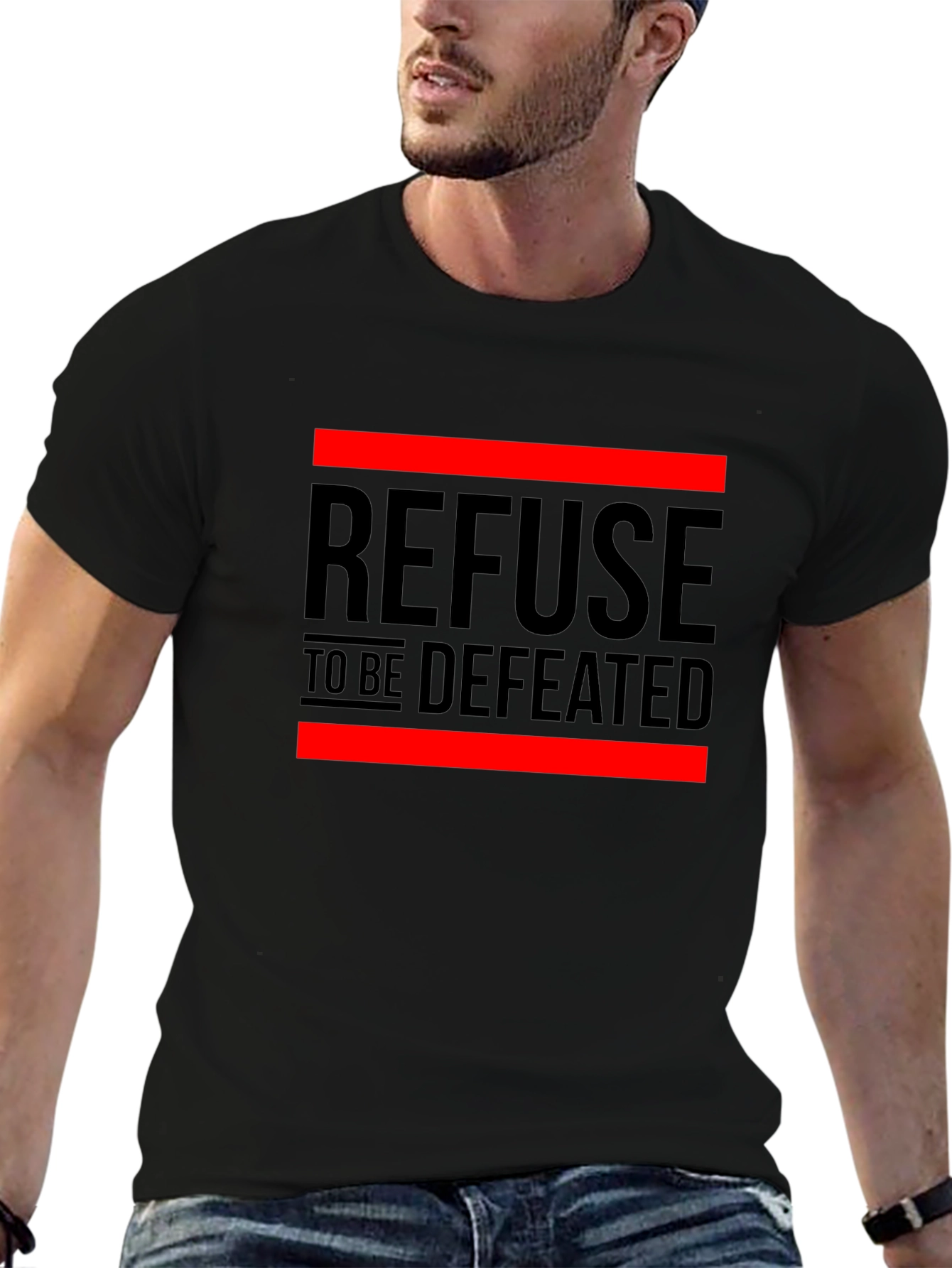 Refuse to be Defeated Graphic T-Shirt - Motivational Design