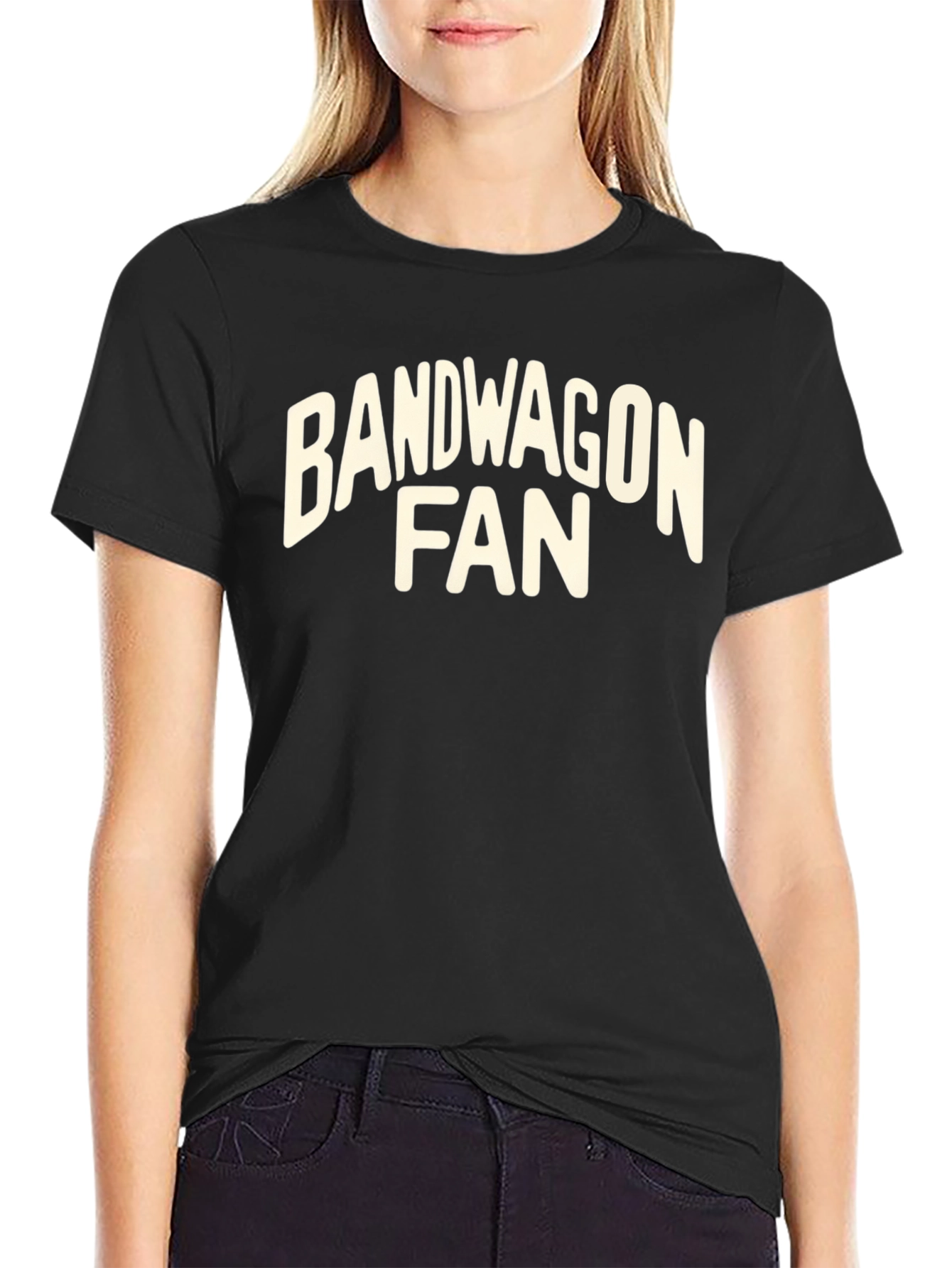 Bandwagon Fan Black Crew Neck T-Shirt