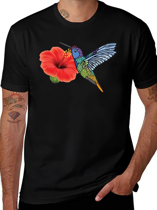 Hummingbird & Hibiscus Graphic T-Shirt