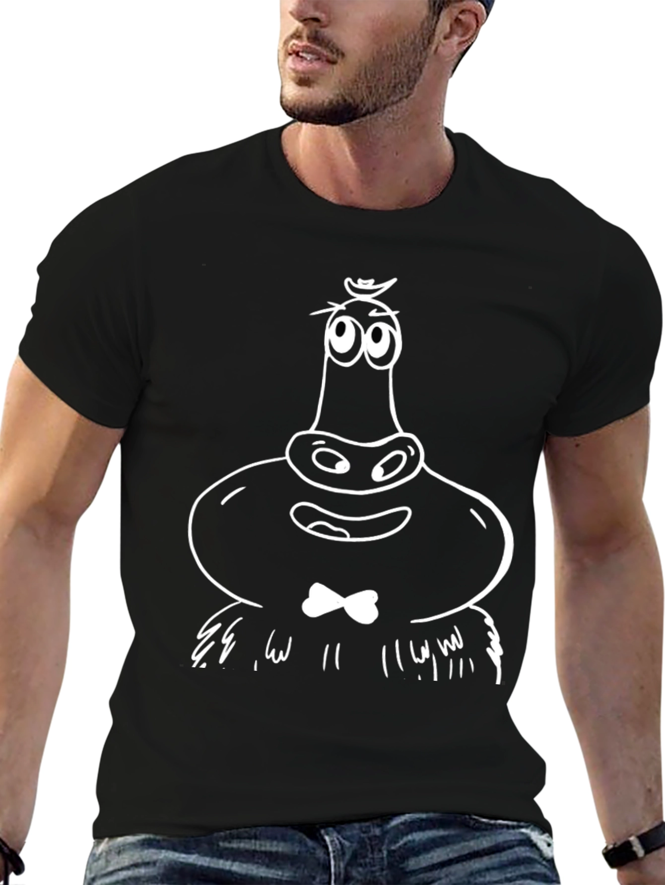 Funny Cartoon Character Black T-Shirt