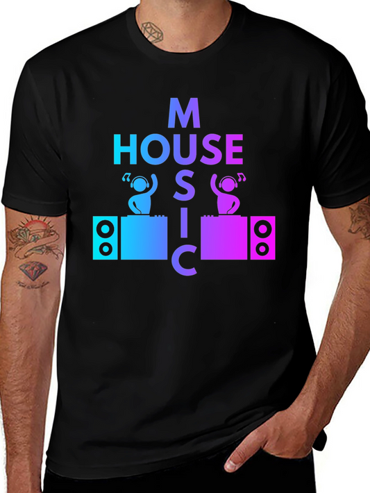 House Music DJ Graphic Tee - Mens Black T-Shirt
