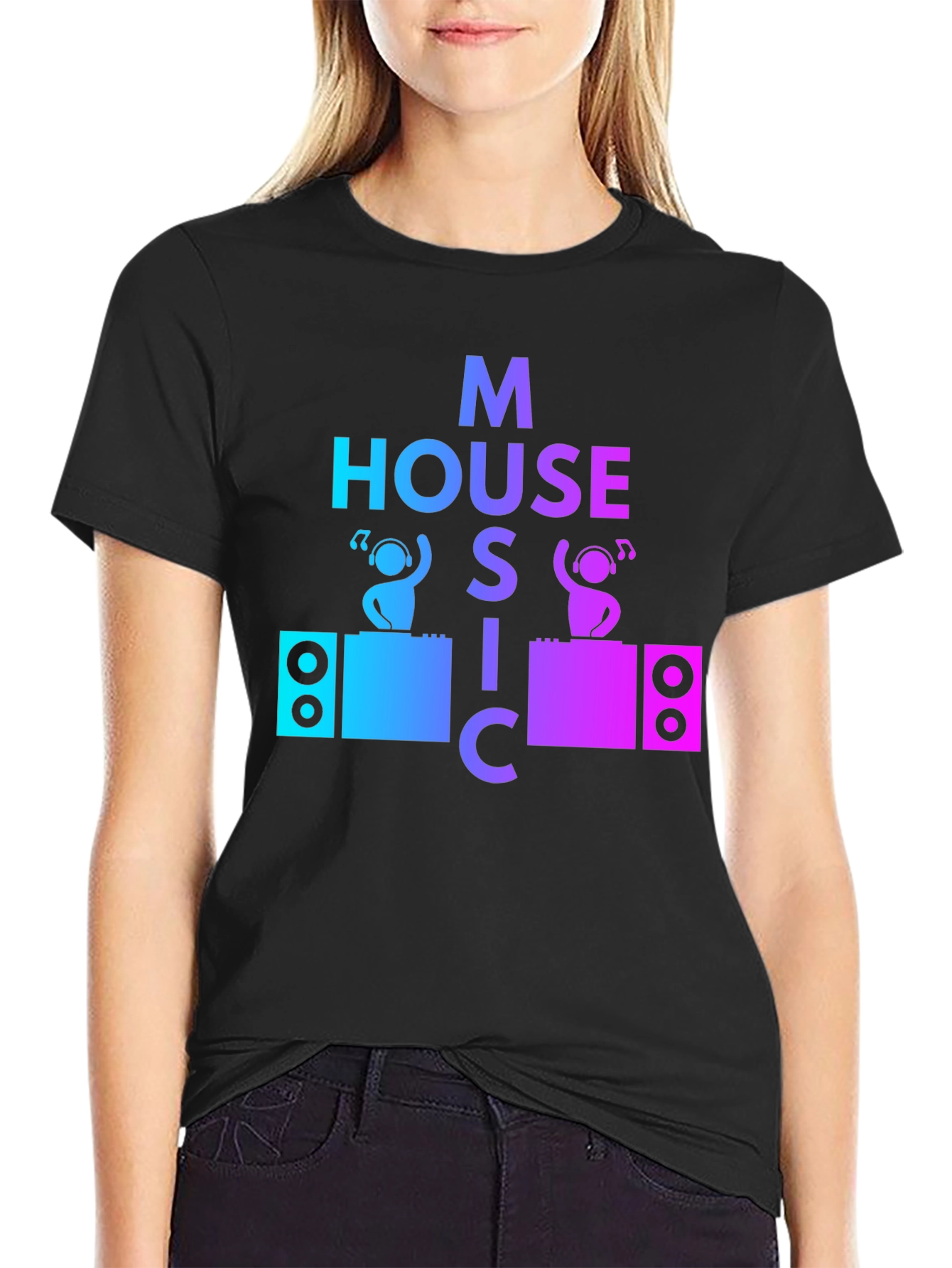 House Music DJ Graphic Tee - Mens Black T-Shirt