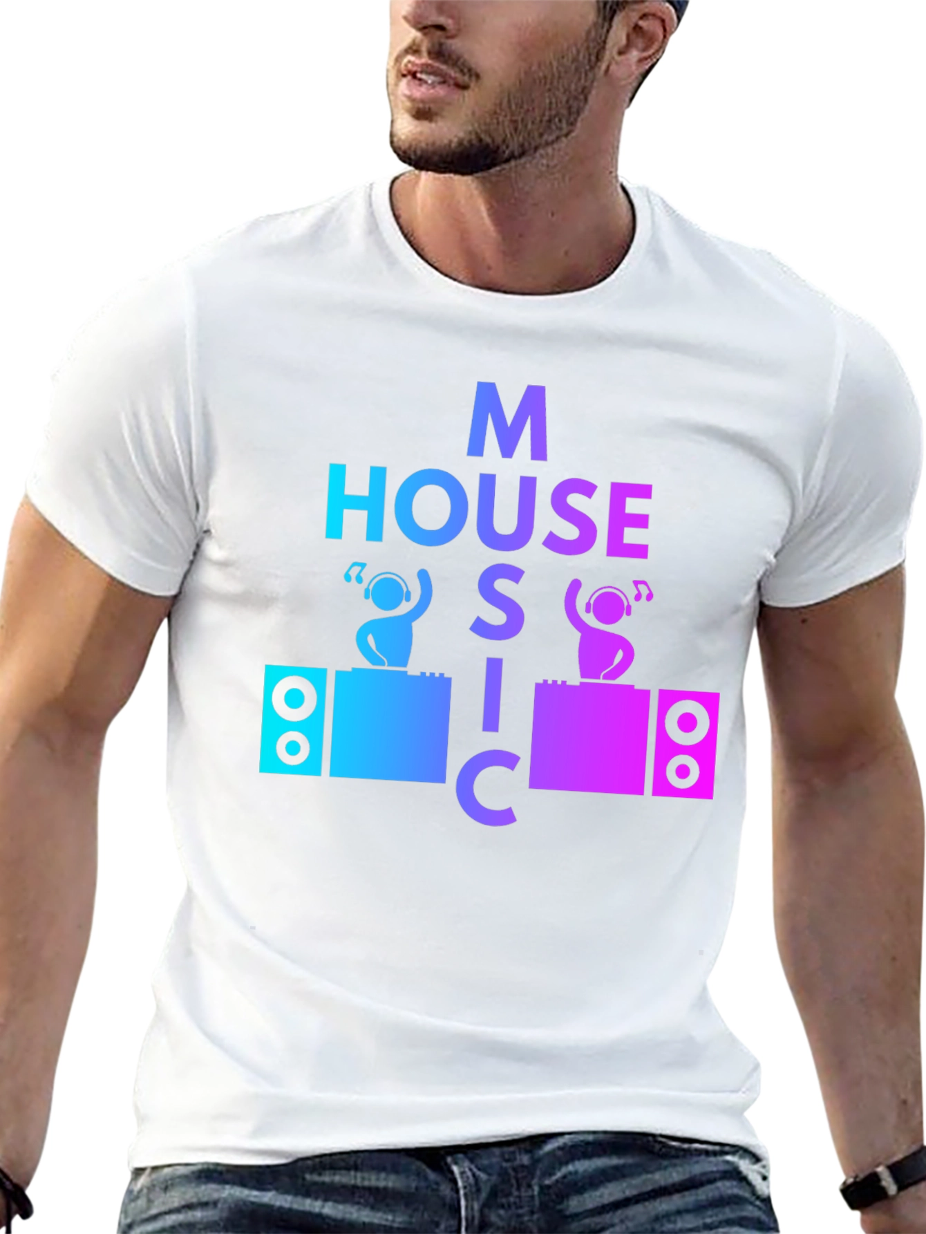 House Music DJ Graphic Tee - Mens Black T-Shirt