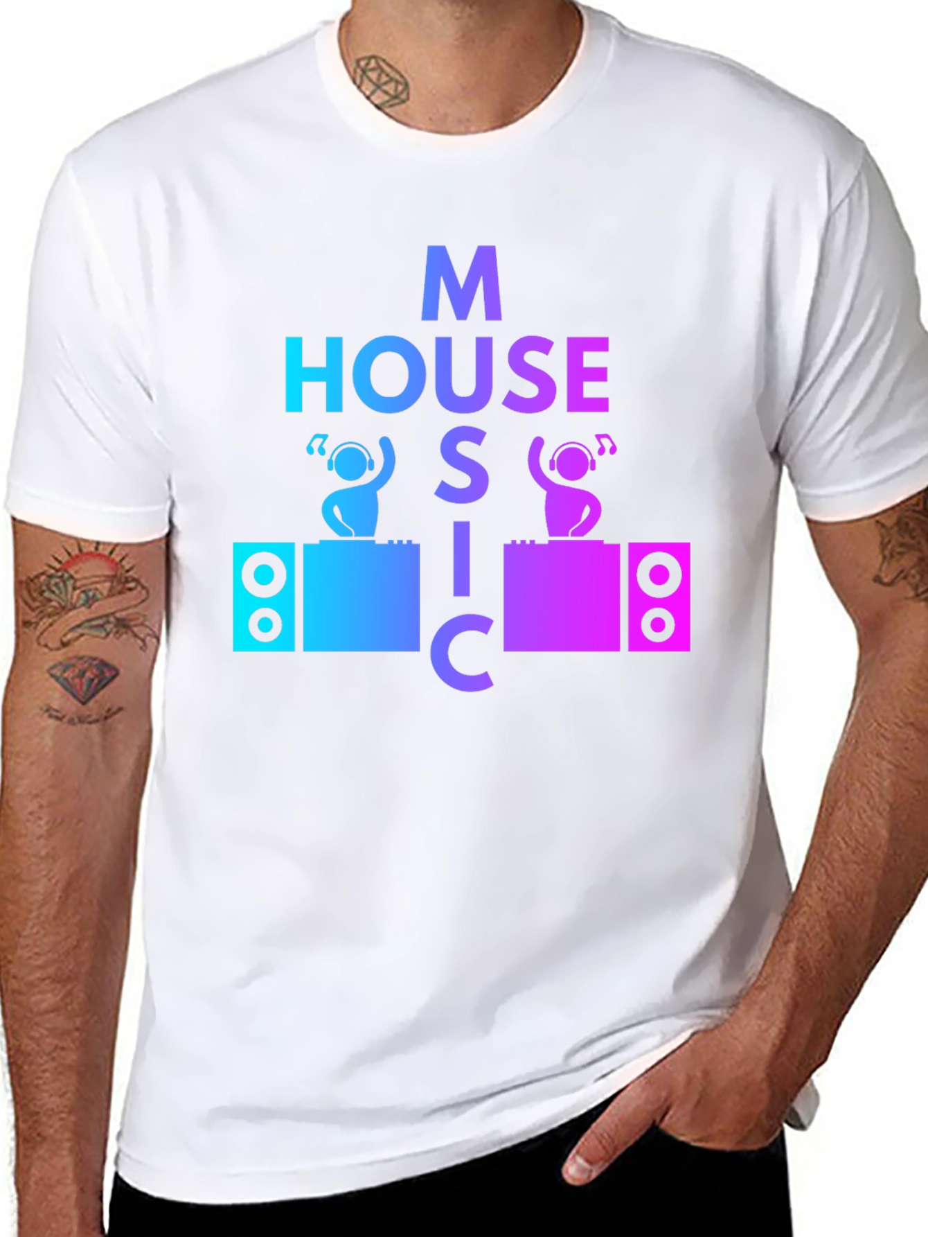 House Music DJ Graphic Tee - Mens Black T-Shirt