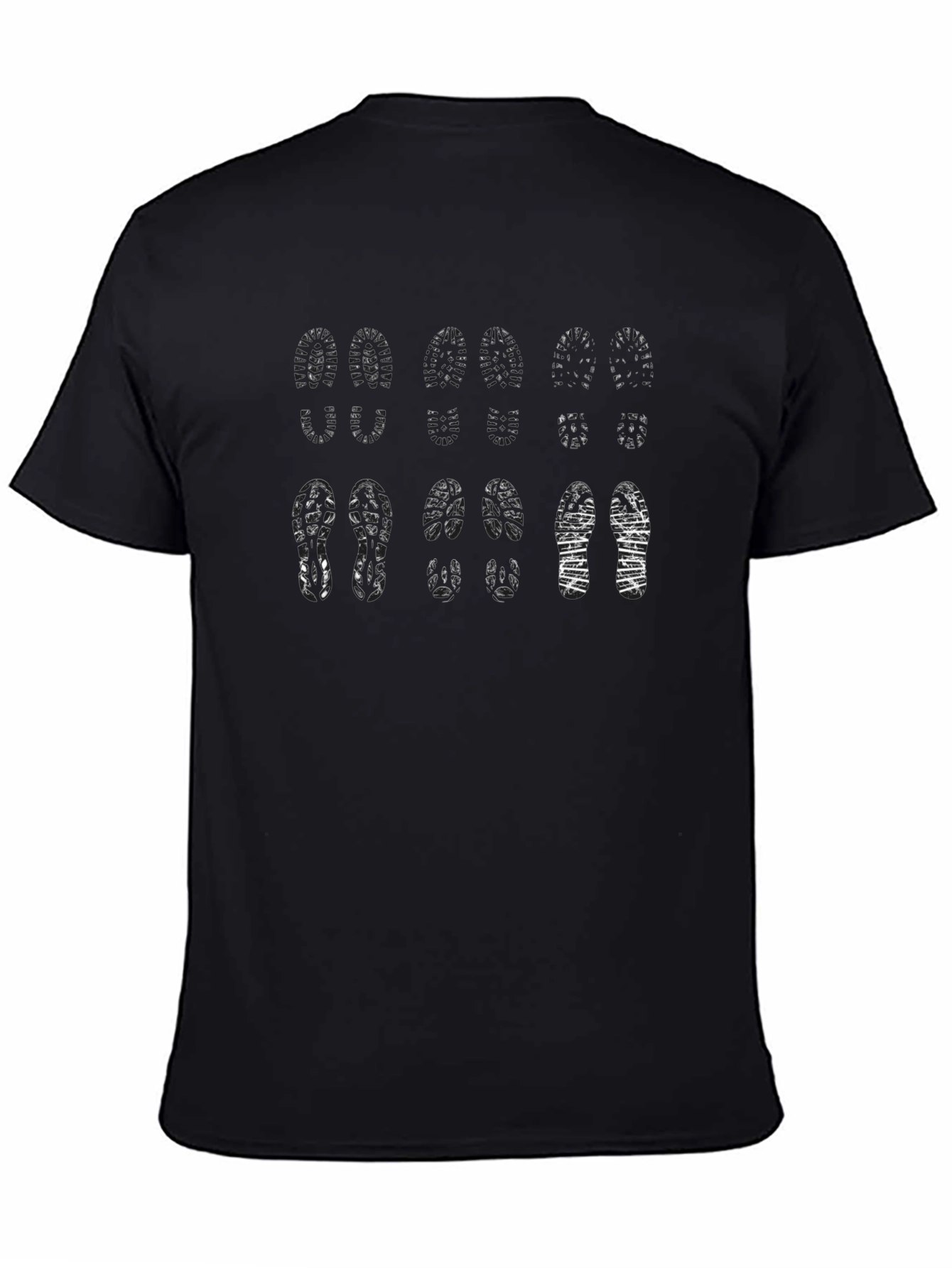 Footprint Pattern Black T-Shirt