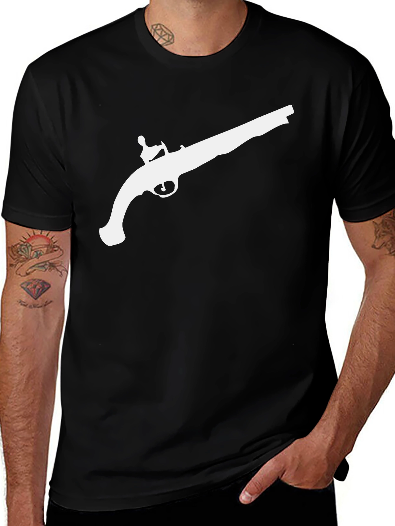 Pirate Pistol Graphic Tee - Black Cotton T-Shirt