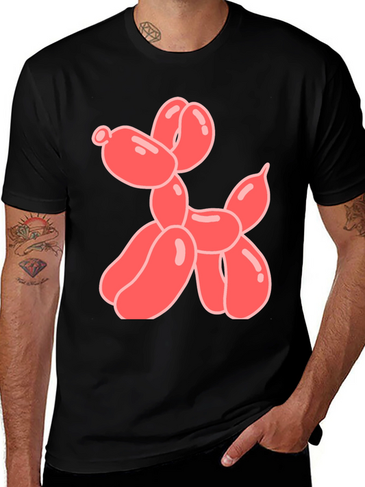 Black T-Shirt with Balloon Dog Graphic
