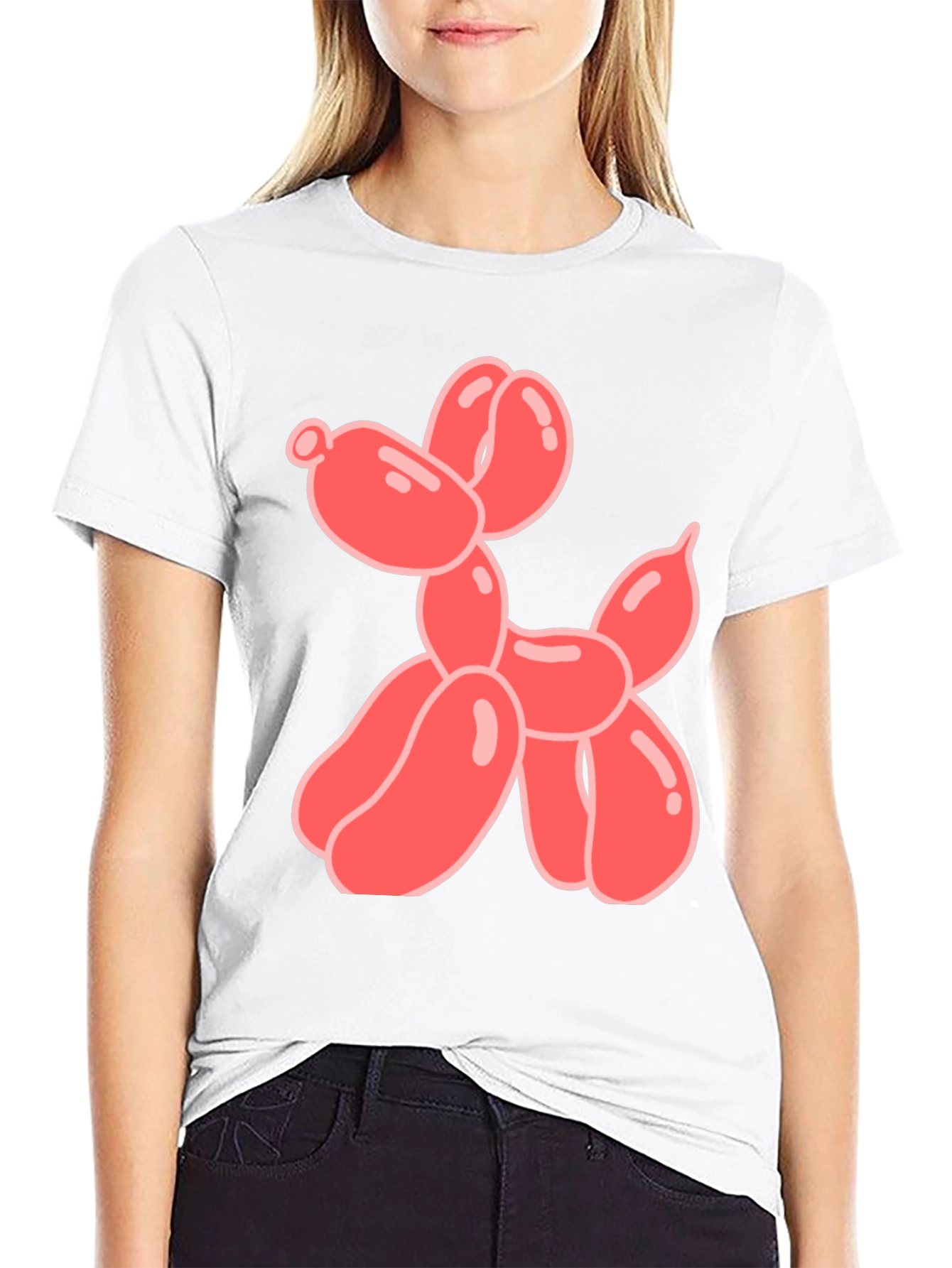 Black T-Shirt with Balloon Dog Graphic