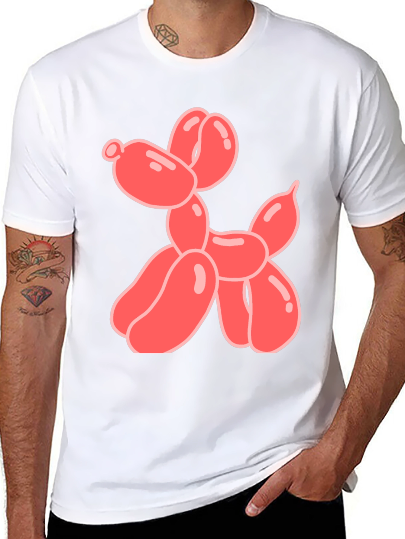 Black T-Shirt with Balloon Dog Graphic