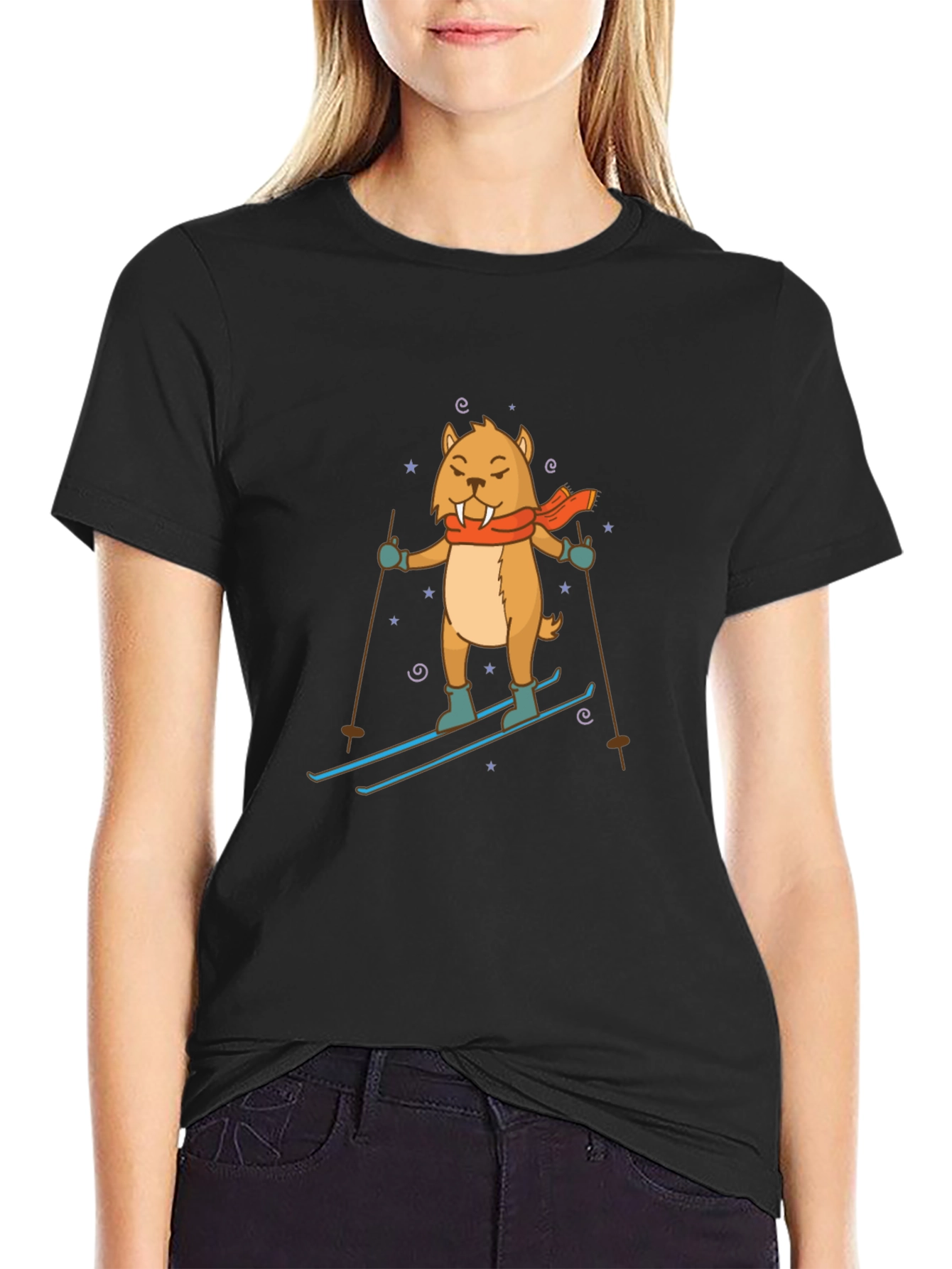 Skiing Walrus Graphic Tee