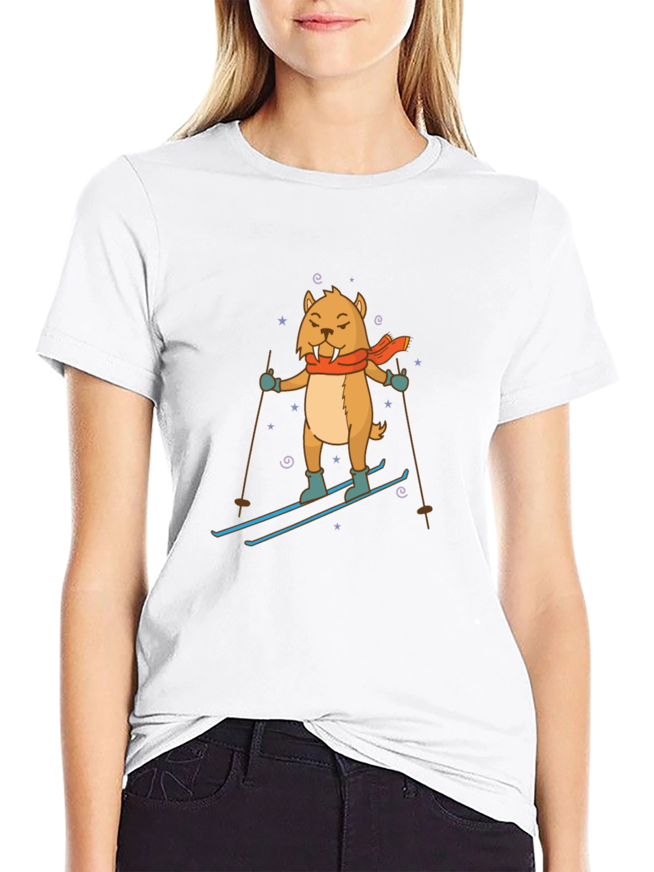 Skiing Walrus Graphic Tee