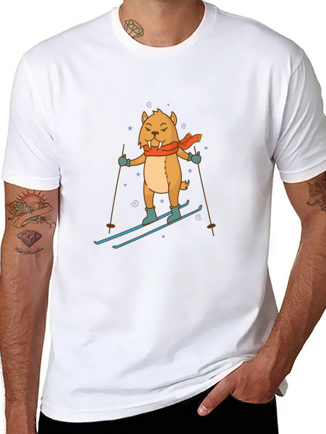 Skiing Walrus Graphic Tee