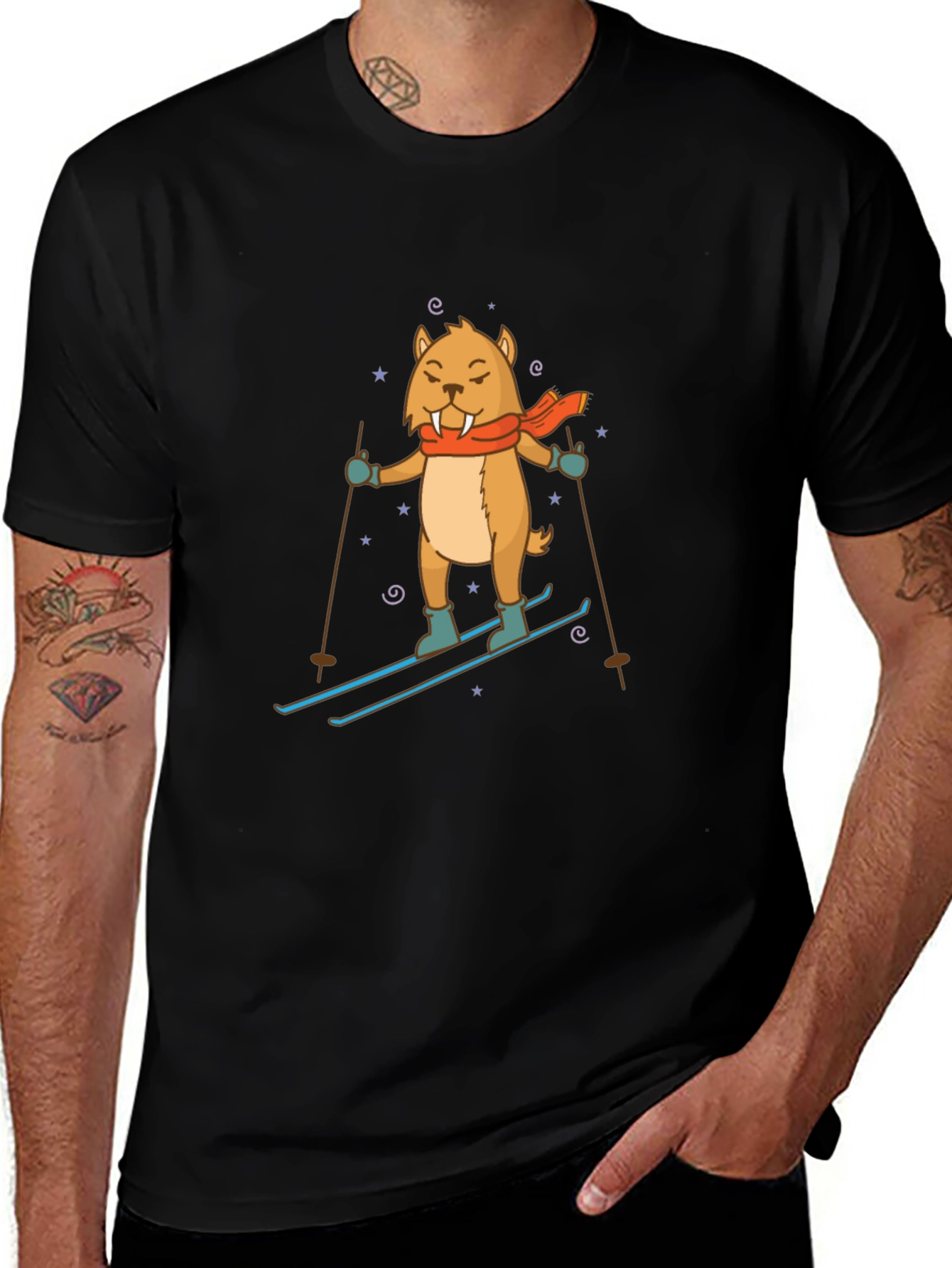 Skiing Walrus Graphic Tee