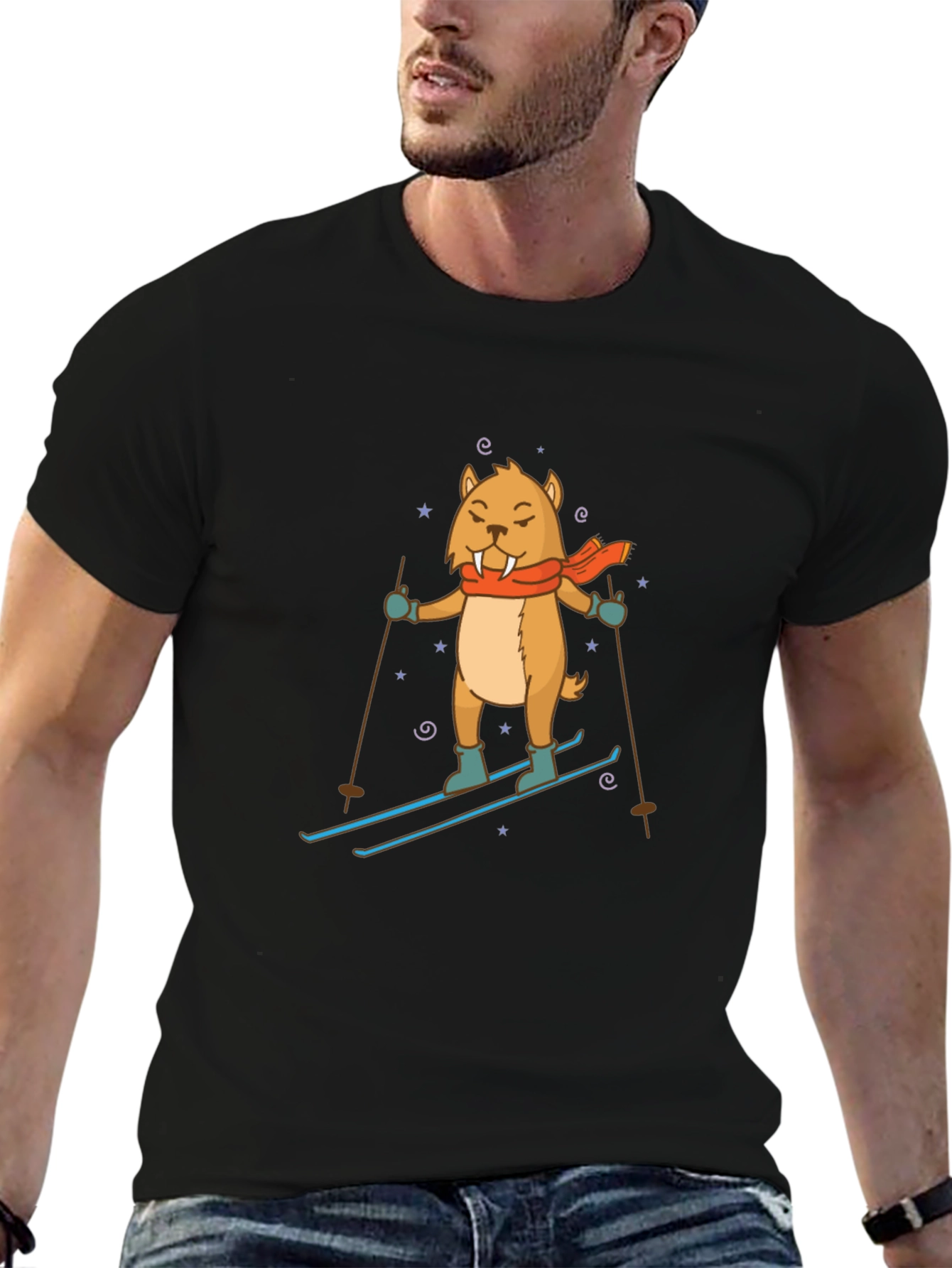 Skiing Walrus Graphic Tee