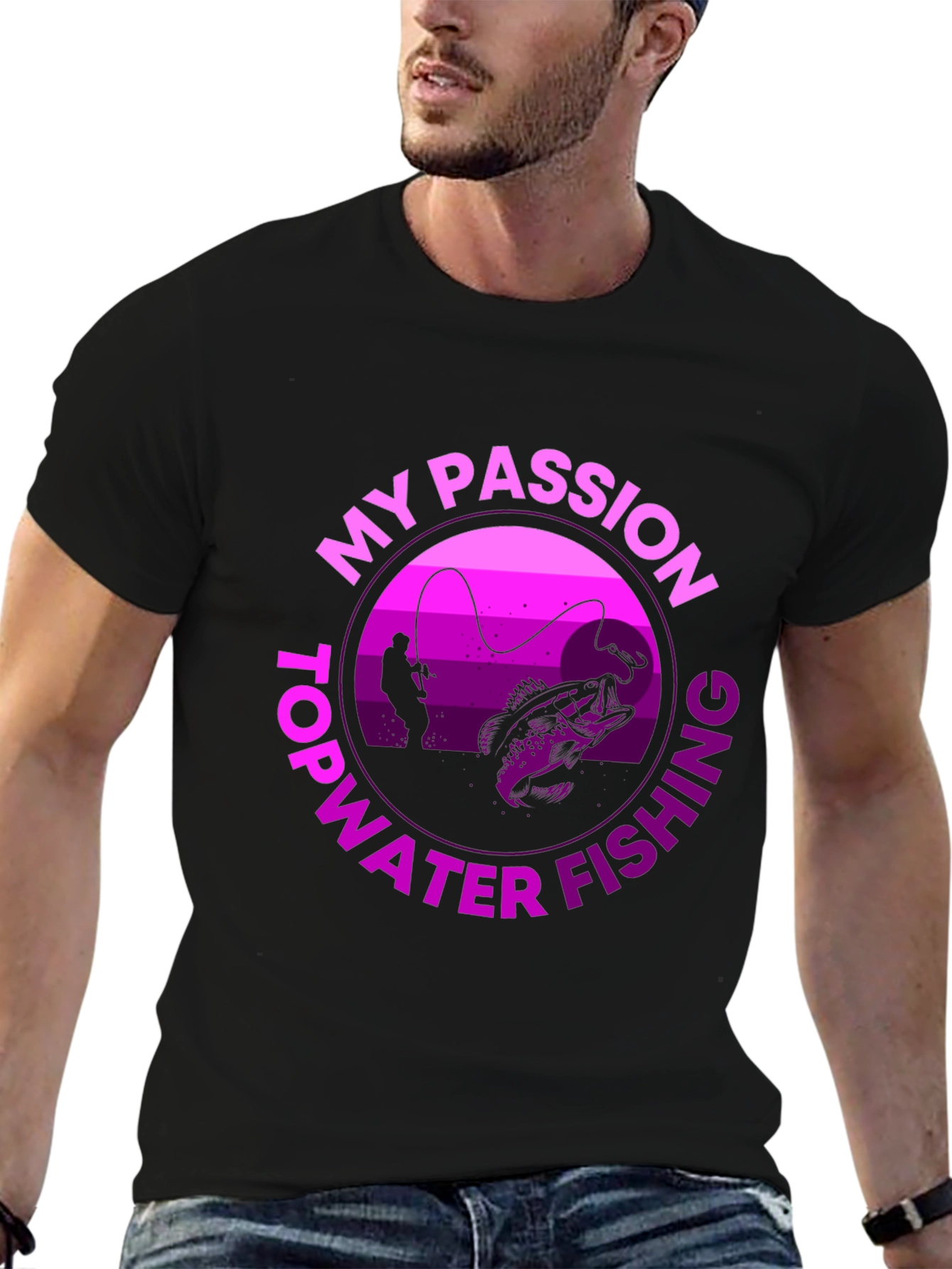 Fishing Passion Graphic Tee - Black