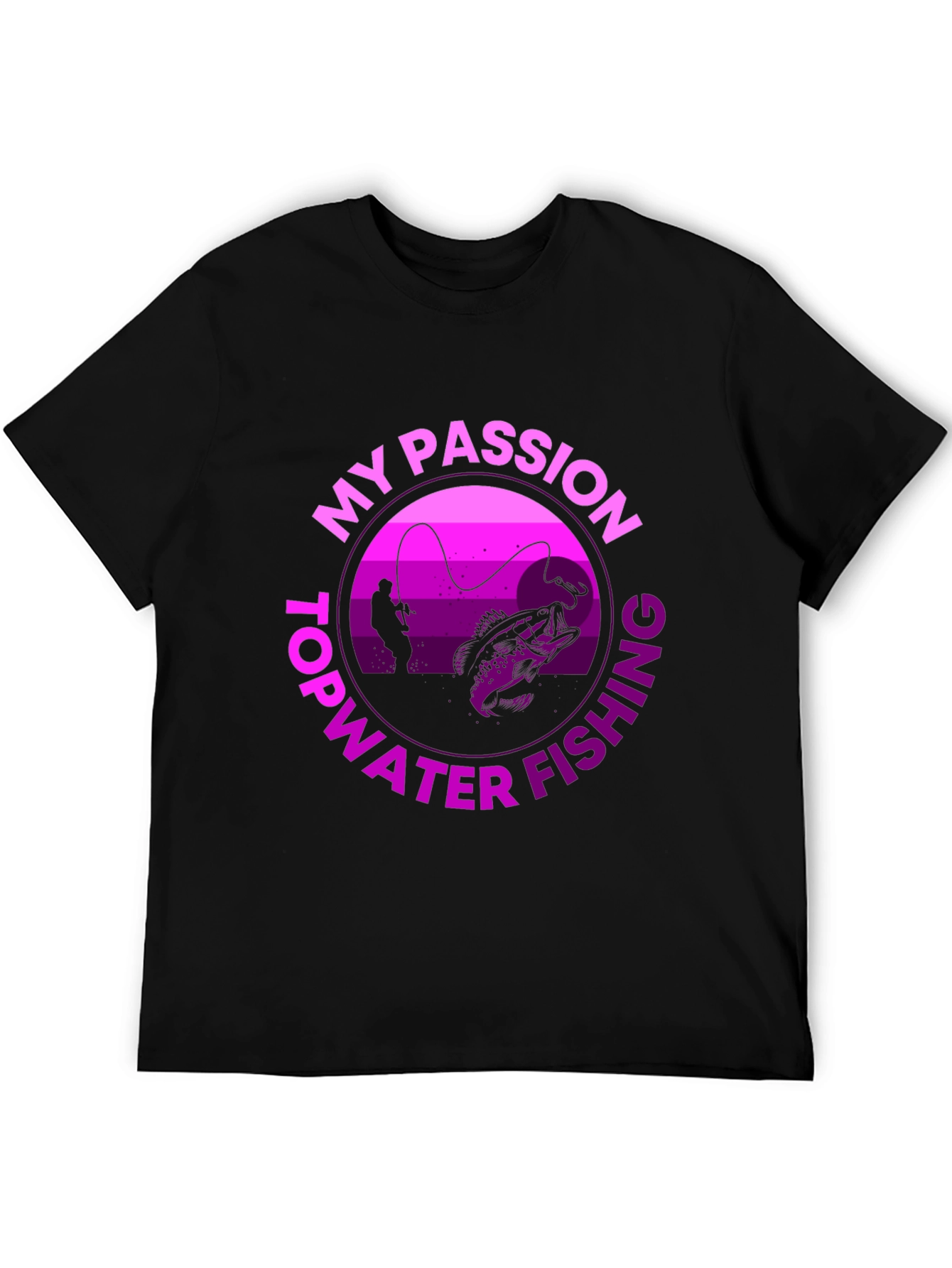 Fishing Passion Graphic Tee - Black