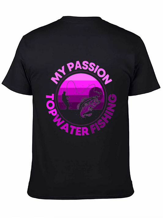 Fishing Passion Graphic Tee - Black
